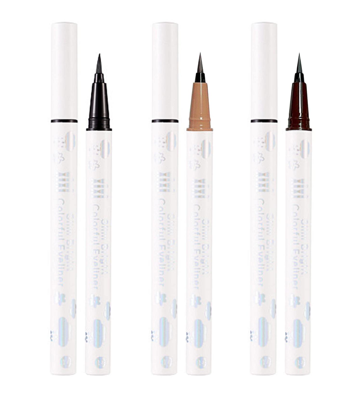 Vtrem 3PCS Eyeliner Pen Set - No-Skip Ultra-Fine Tip Liquid Eyeliner Pencil for Women - Waterproof Smudgeproof Long-Lasting Eye Liners in Black/Brown/Coffee Color - 0.56oz - Buy Online on SooperMarket.com