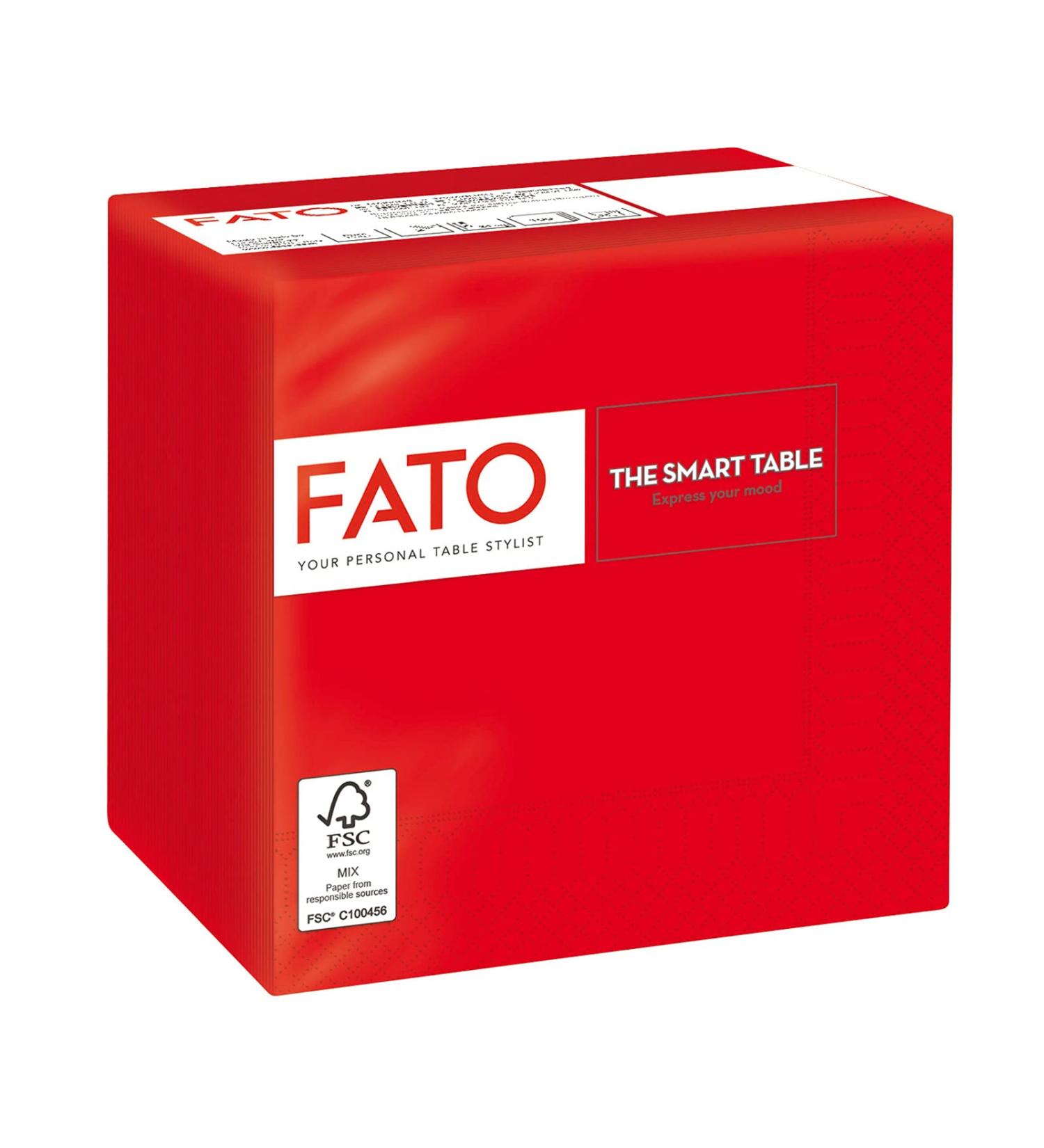 FATO Disposable Paper Napkins - 100 Pack Red 24x24 cm 4-Folded 2-Layer Eco-Friendly & FSC Certified for Aperitifs & Cocktails - Buy Online on SooperMarket.com