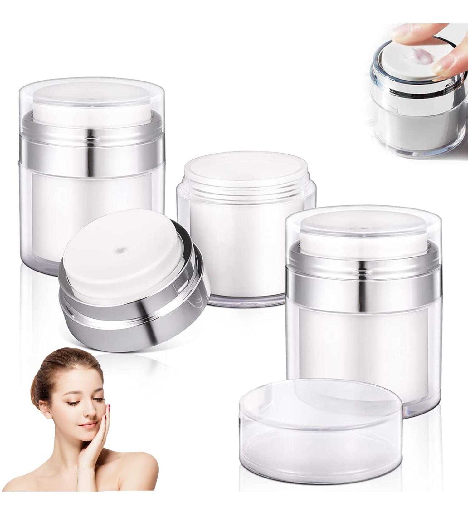 3Pcs Portable Airless Pump Cosmetic Containers - 15ml, 30ml, 50ml Sizes - Refillable Travel Bottles for Lotions, Creams, Makeup - Buy Online on SooperMarket.com