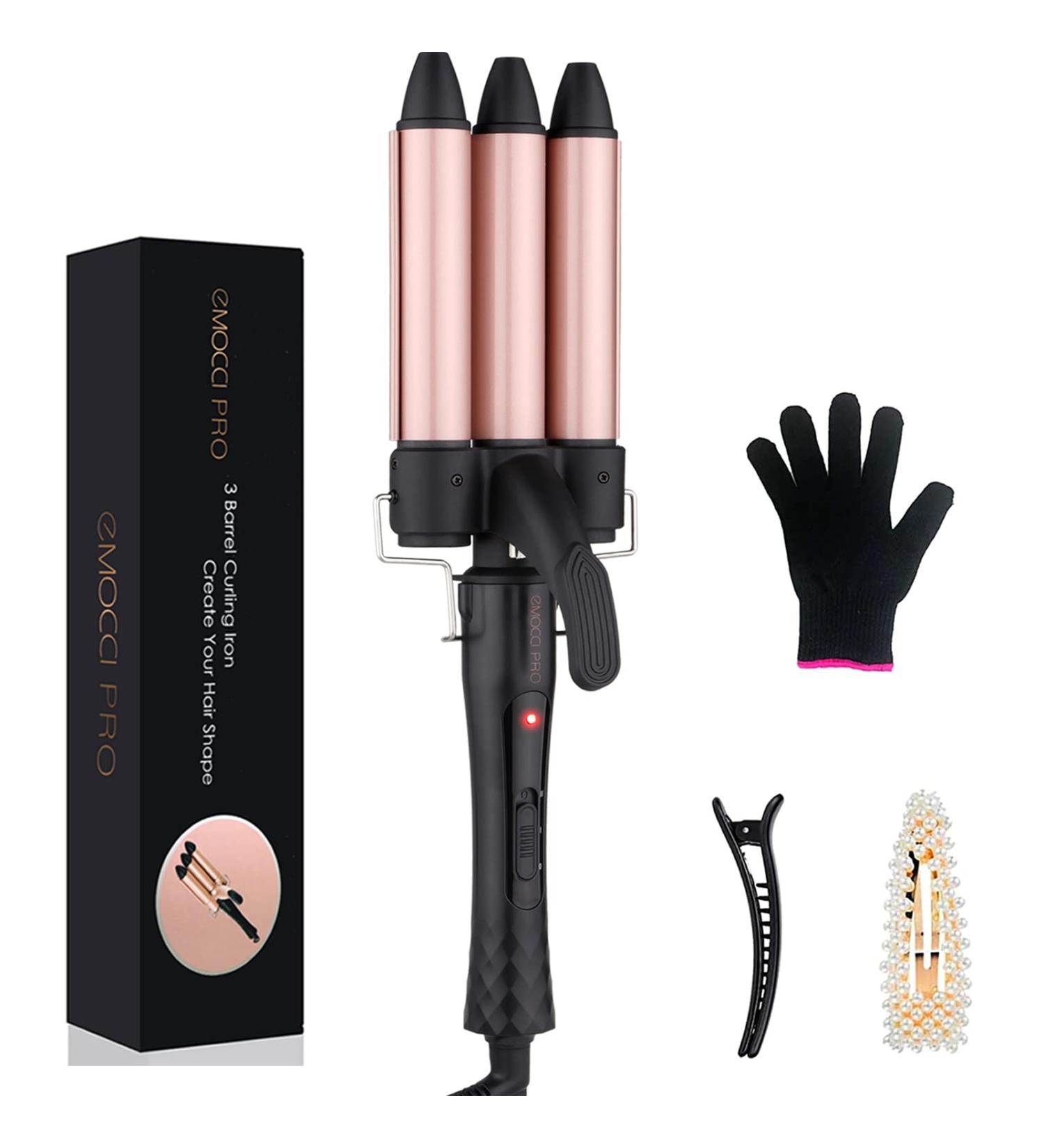 3 Barrel Curling Iron - Professional Hair Waver for Women Ceramic 1 Inch 25mm Triple Barrel Hair Curler Wand Crimper Fast Heating Anti-scalding Hair Styler Set(Black) - Buy Online on SooperMarket.com