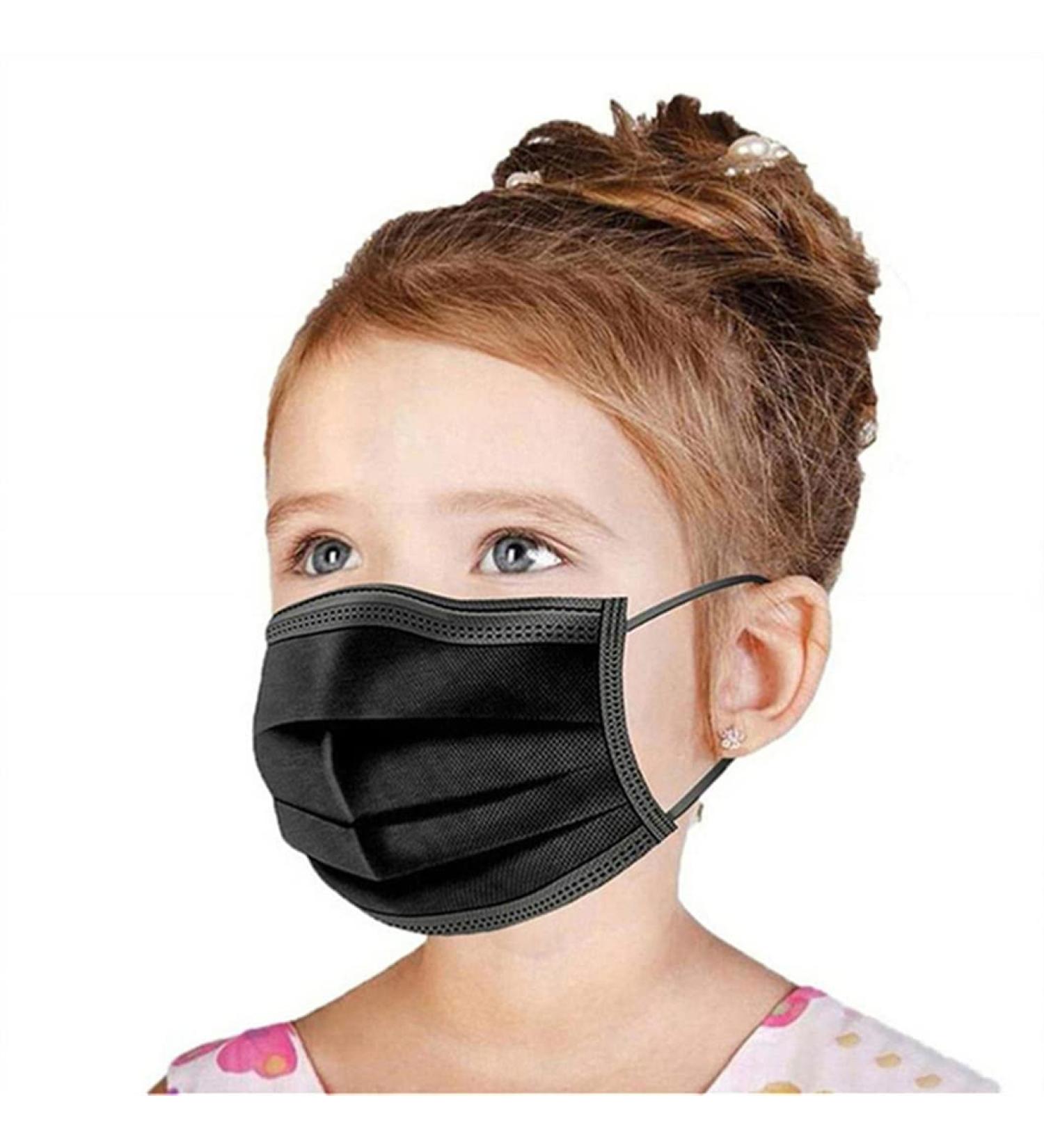 Kids Disposable Black Face Masks - 50 Pcs for Ages 4-12 | Breathable & Safe Toddler Masks - Buy Online on SooperMarket.com