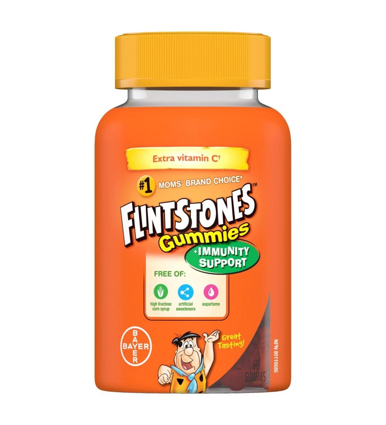 FLINTSTONES Kids Multivitamin Gummies Plus Immunity Support- Multivitamins for Kids Kids Multivitamin Gummy With Zinc and Extra Vitamin C Free of Artificial Sweeteners Free of Aspartame Free of Synthetic FD&C Dyes 60 Gummies - Buy Online on SooperMarket.com