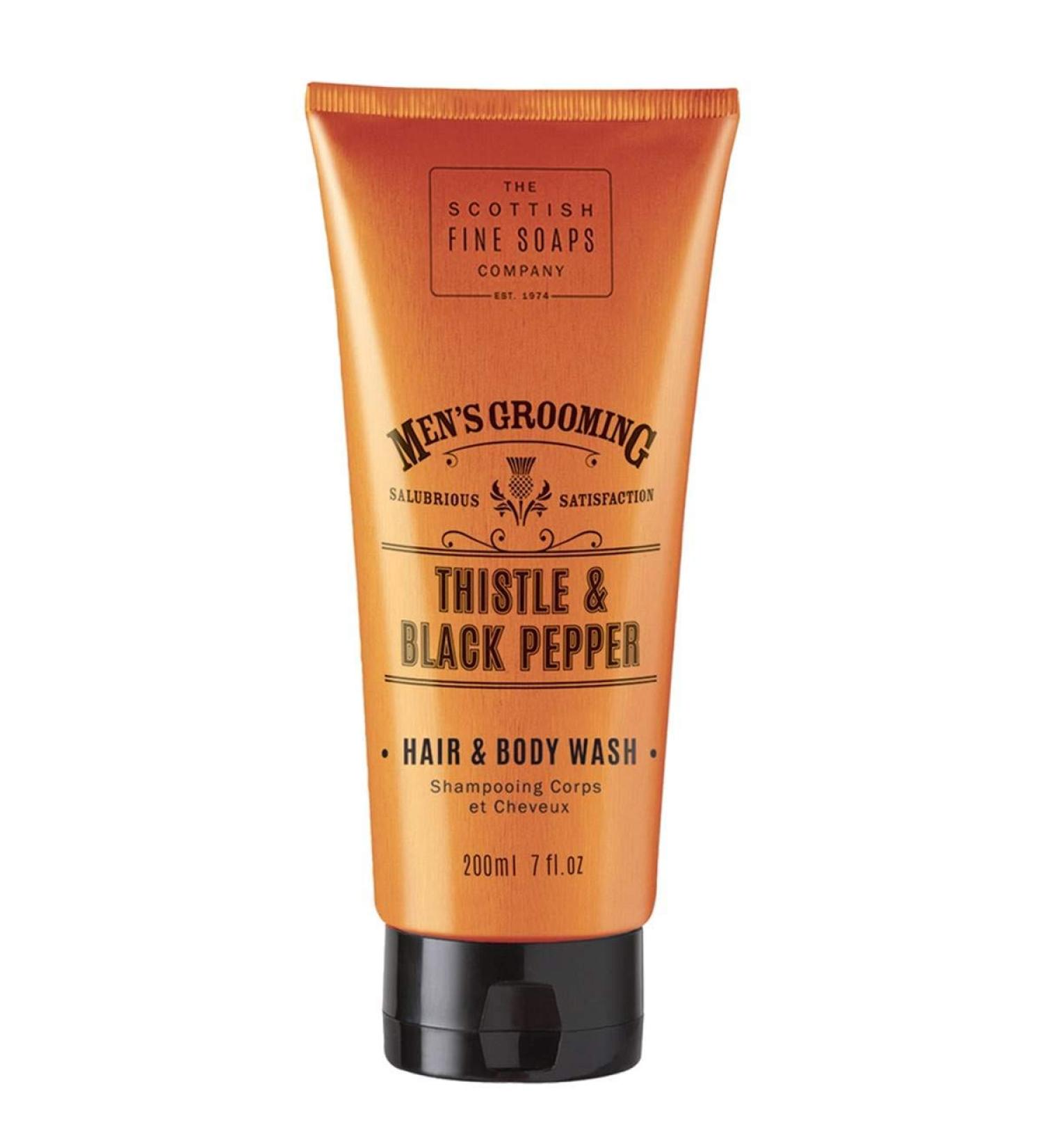 Scottish Fine Soaps Mens Grooming Thistle & Black Hair & Body Wash 200ml
