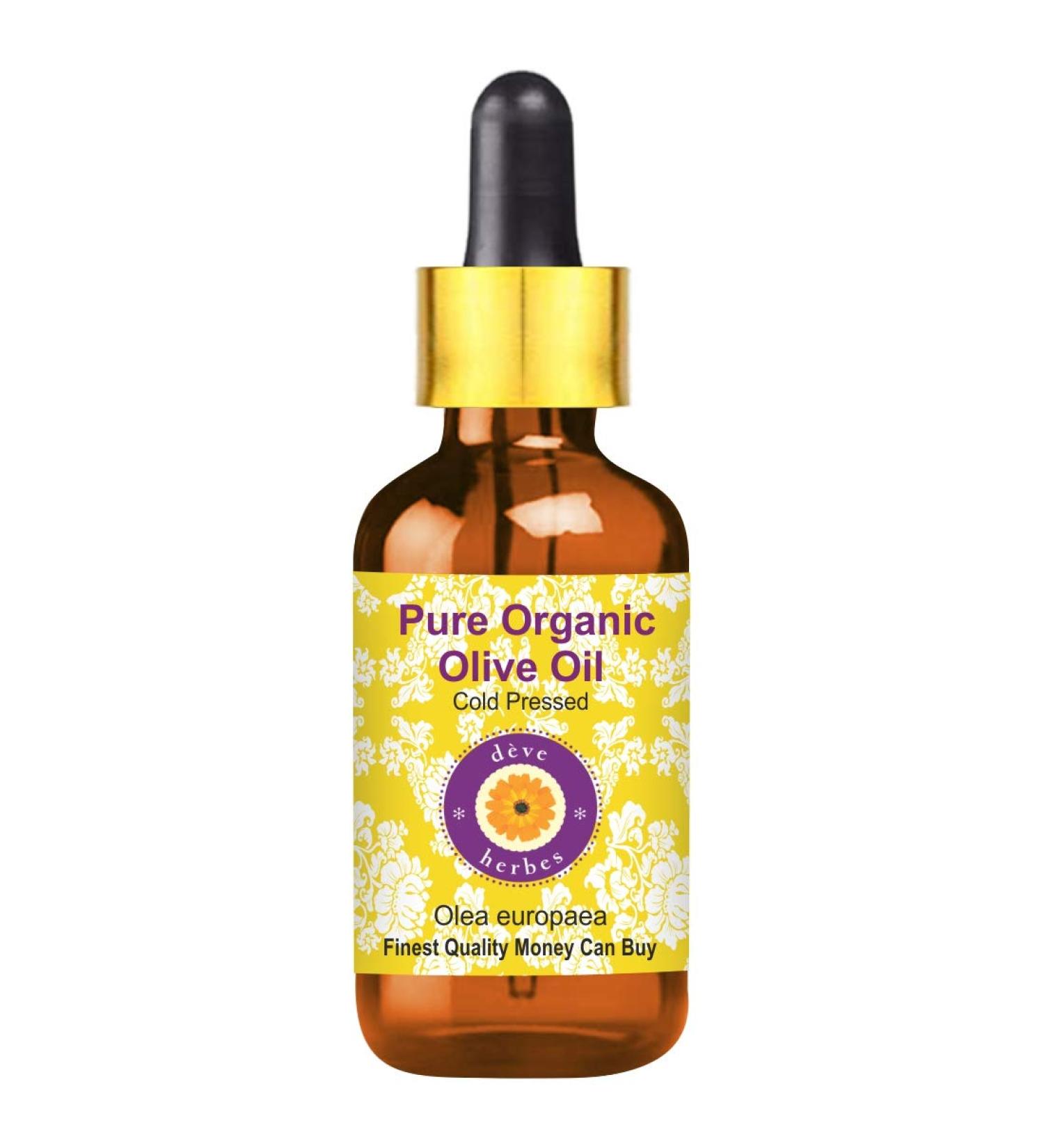 Deve Herbes Pure Organic Olive Oil (Olea europaea) with Glass Dropper Cold Pressed 100ml (3.38 oz) - Buy Online on SooperMarket.com