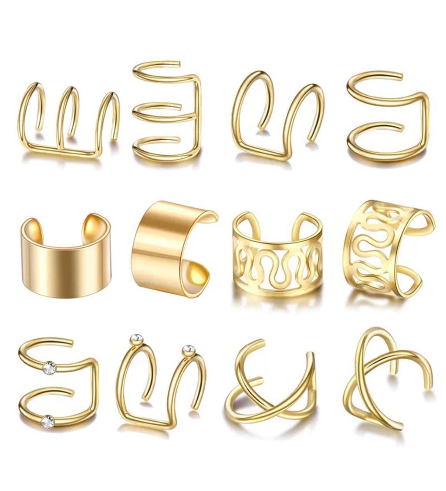 Diarypiece 12 Pcs Retro Advanced Sense Ear Bone Clip Without Pierced Metal Ear Cuff Jewelry Metal alloy - Buy Online on SooperMarket.com