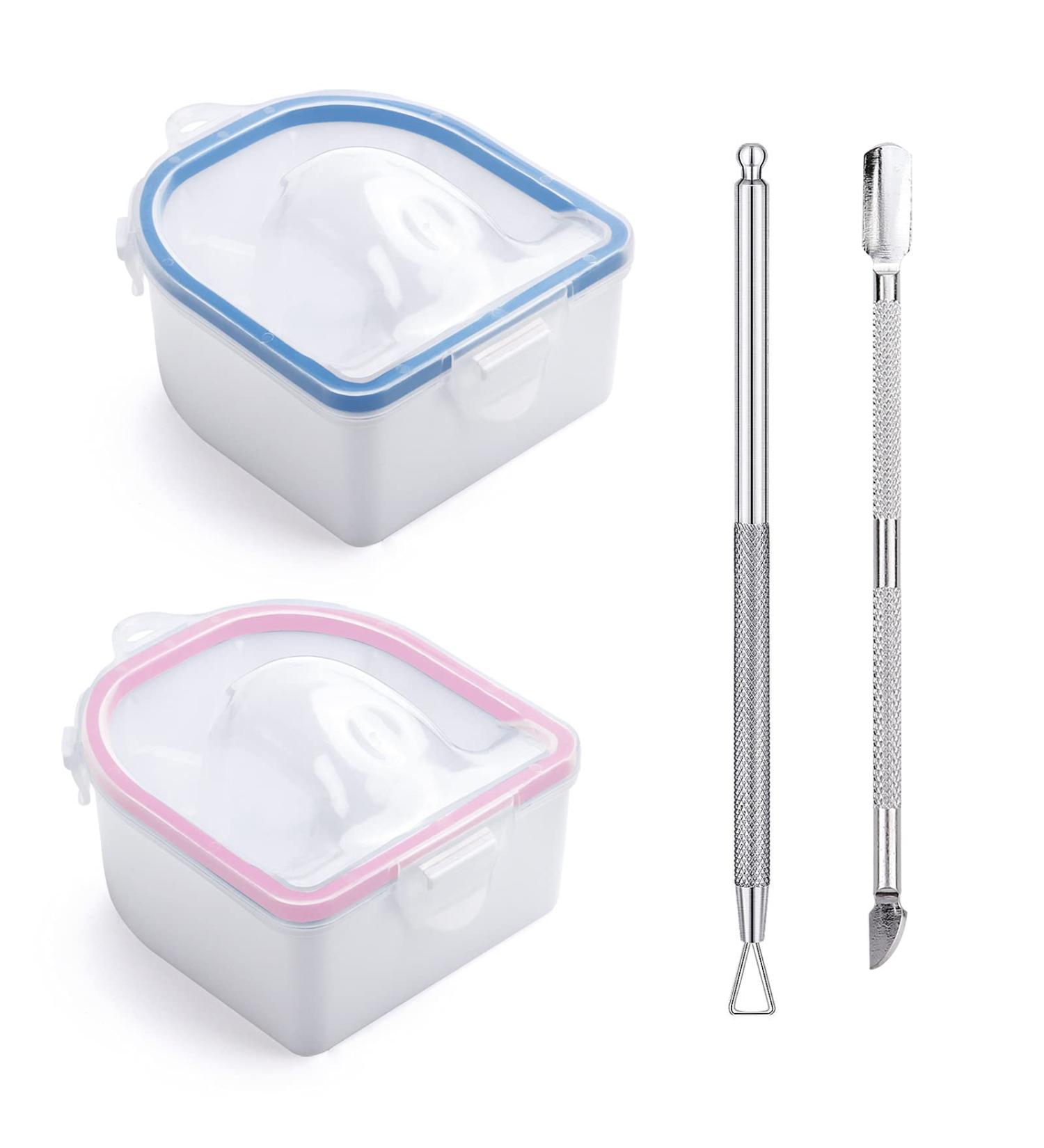 Nail Soaking Bowl Set with Cuticle Remover and Stainless Steel Peeler - 2PC Gel Polish Remover Kit for Manicure and Nail Art - Buy Online on SooperMarket.com