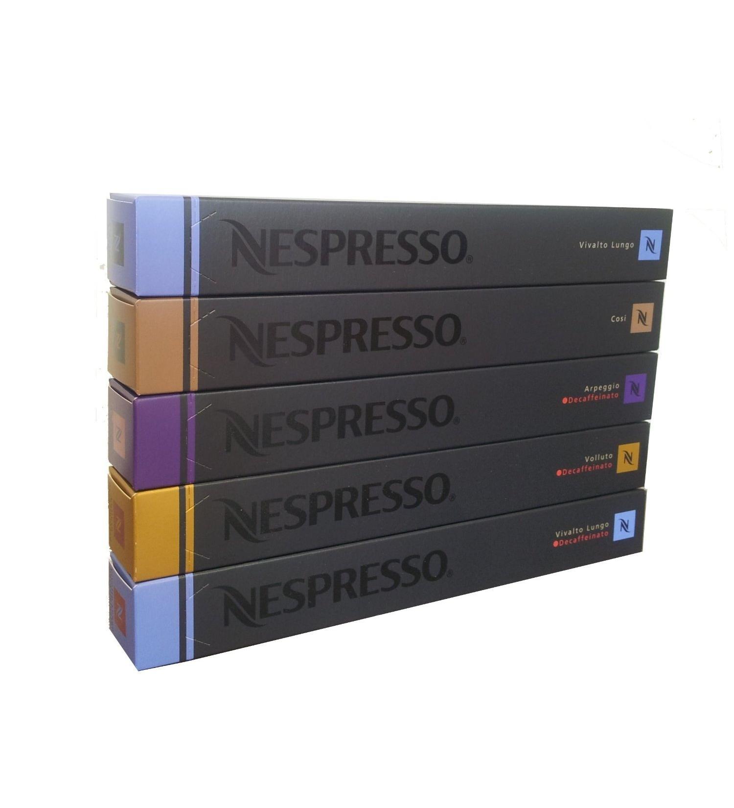 50 Nespresso Variety Mix - DECAF Arpeggio DECAF Vivalto DECAF Volluto Cosi Vivalto