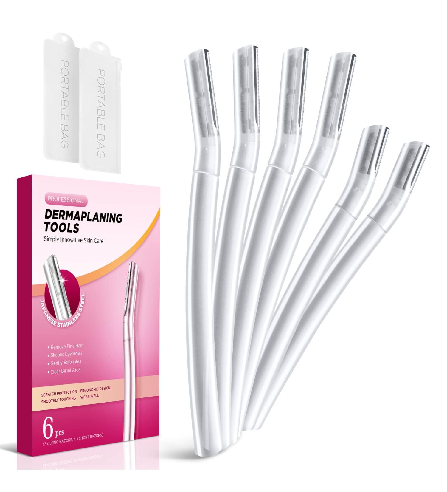 Professional Dermaplane Razor for Women - 6pcs Set for Face, Peach Fuzz, and Eyebrow Hair Removal | Gentle Skin Exfoliation Tool - Buy Online on SooperMarket.com
