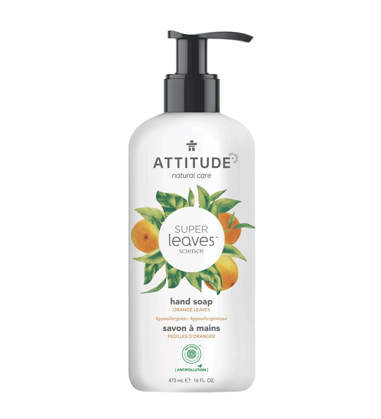 ATTITUDE Liquid Hand Soap 16 Fl Oz - Vegan & Cruelty-free, Plant-Based Formula with Orange Leaves - Personal Care Product - Buy Online on SooperMarket.com