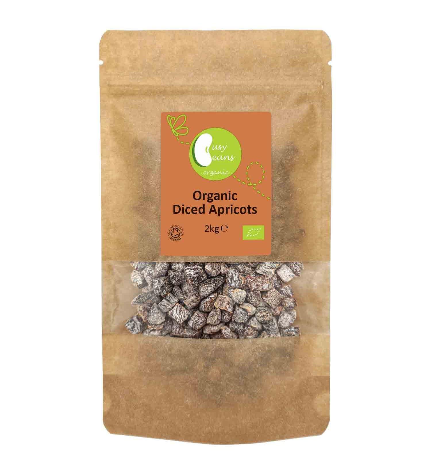 Organic Sun Dried Chopped / Diced Apricots - Certified Organic- by Busy Beans Organic (2kg) - Buy Online on SooperMarket.com