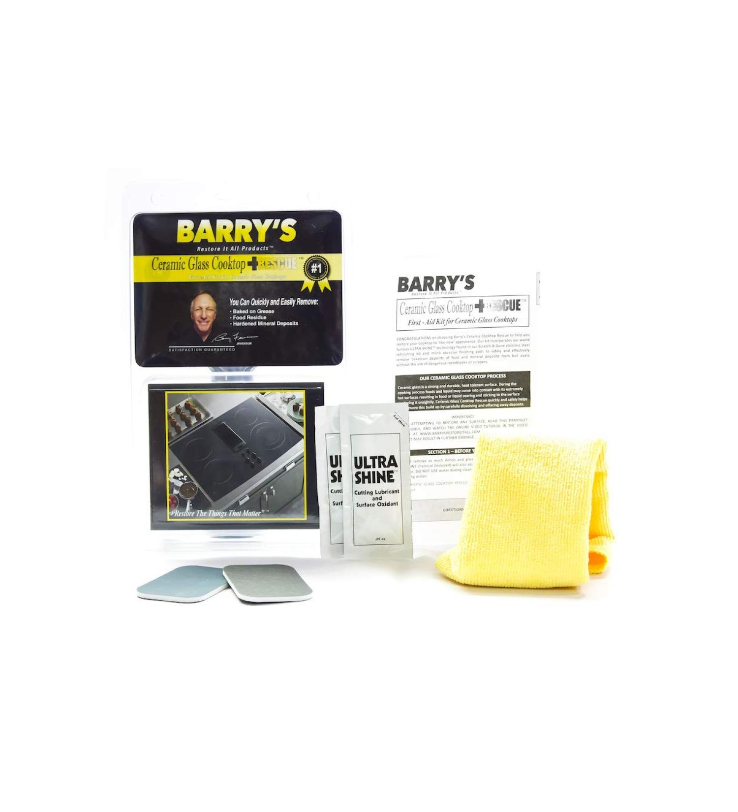 Barry's Restore It All Ceramic Glass Cooktop Rescue Kit - Safely Remove Baked-on & Mineral Deposits - International Shipping Available - Buy Online on SooperMarket.com