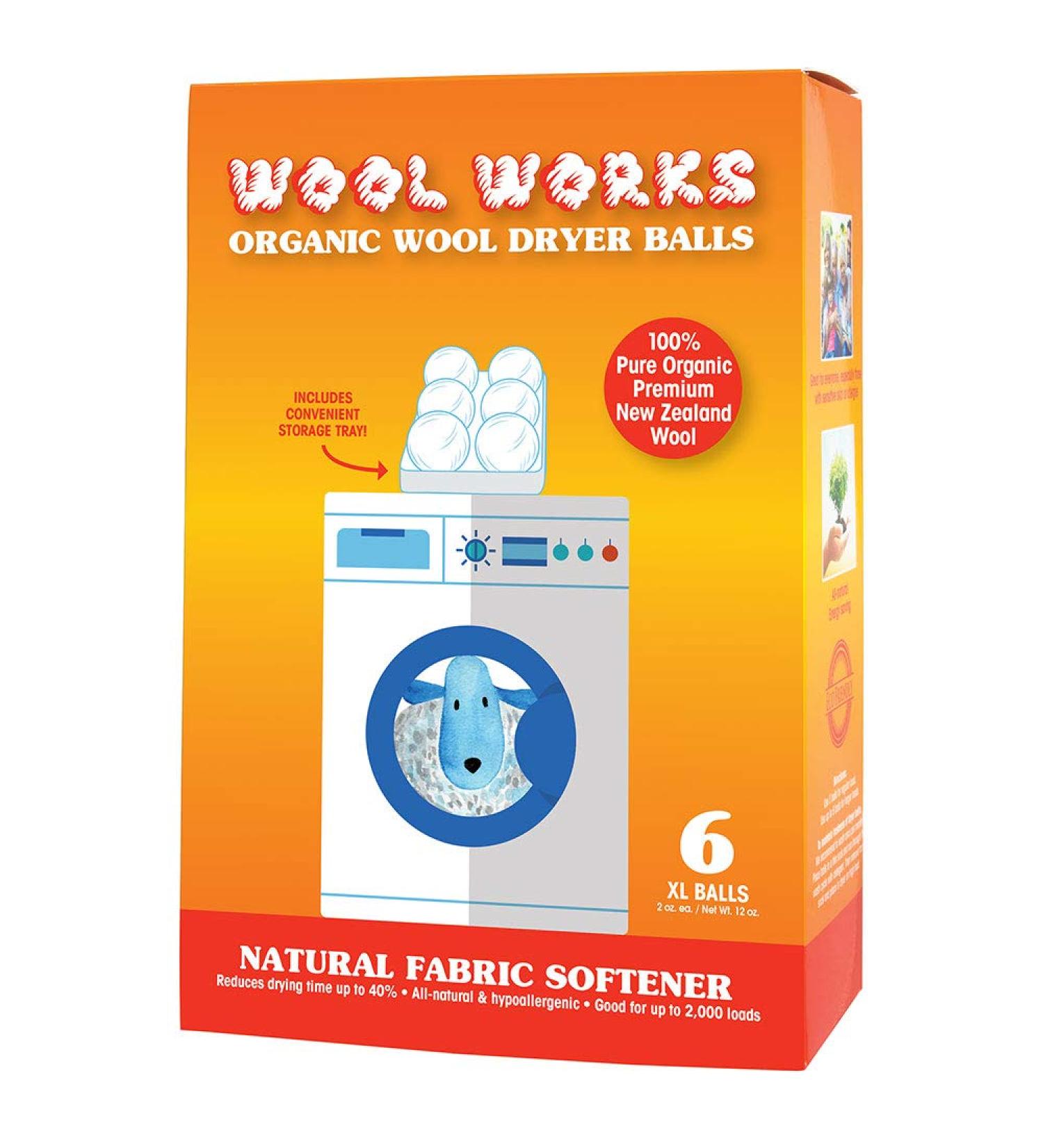 Organic Wool Dryer Balls 6-Pack - 100% Natural Fabric Softener - Extra-Large - 2 Ounces Each - Buy Online on SooperMarket.com
