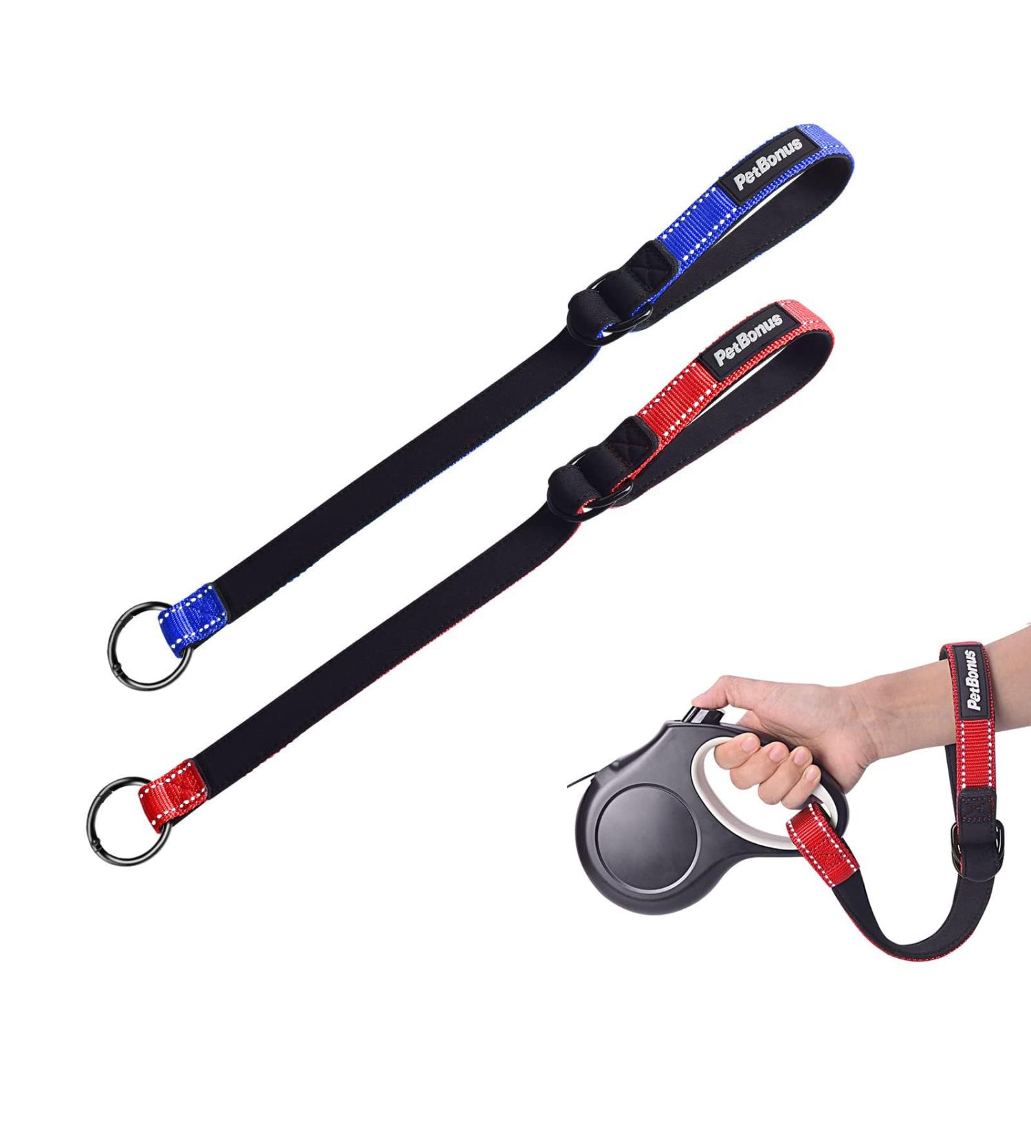 Petbonus Short Dog Leash & Safety Bracelet - Reflective Adjustable Soft Handle Extra Safety for Strollers - Blue & Pink 2-Piece Set - Buy Online on SooperMarket.com