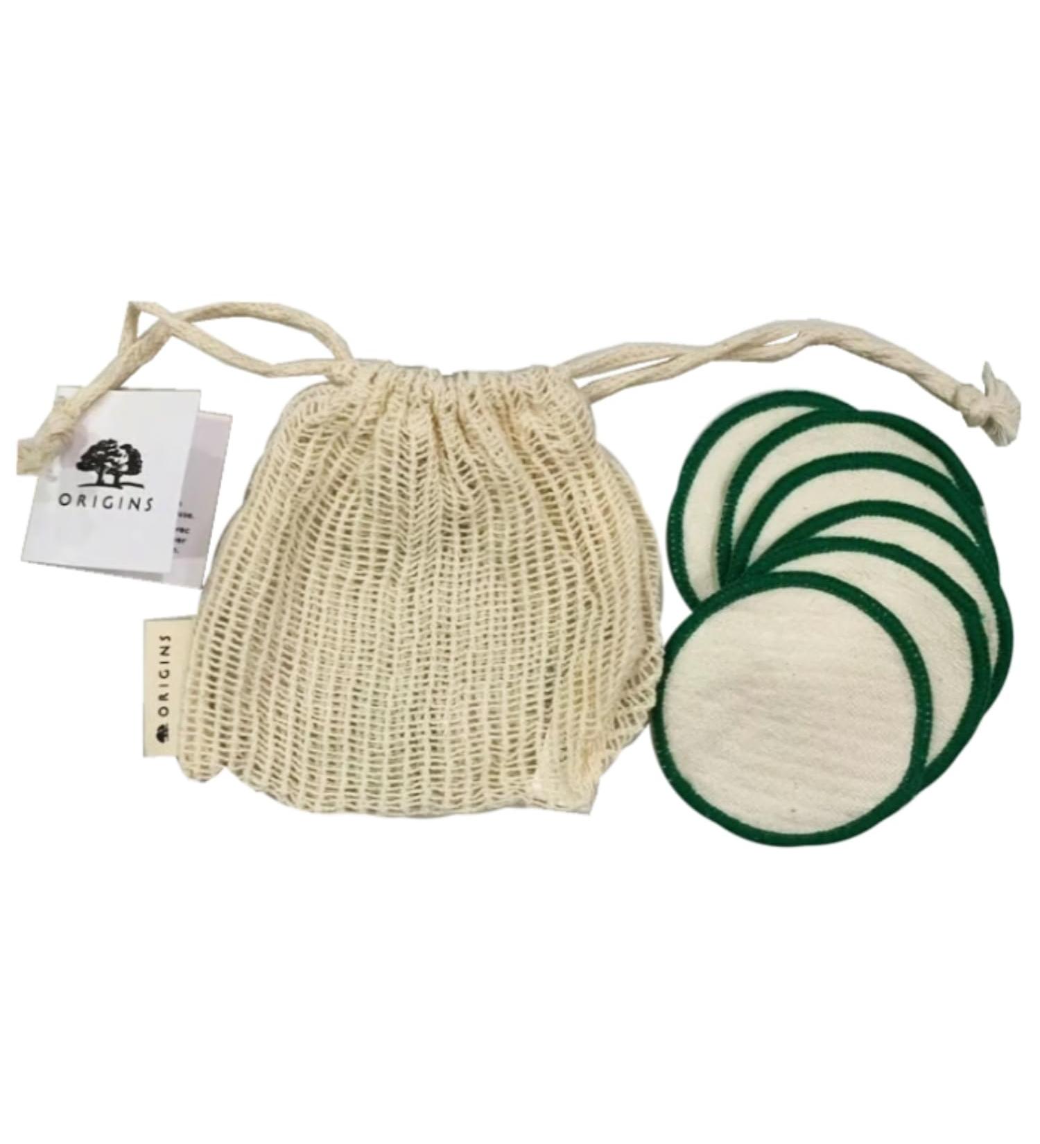 Origins Set of 6 Reusable Cotton Rounds Full Size White