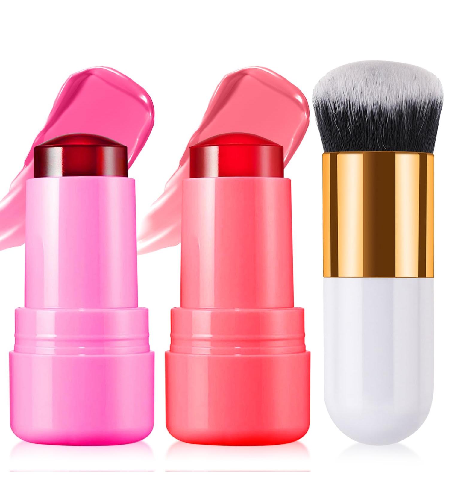 2PCS Cooling Water Jelly Lip Tint & Blush - 3-in-1 Cheek & Lip Makeup - Chill Poppy Pink Stain Gloss - Buy Online on SooperMarket.com