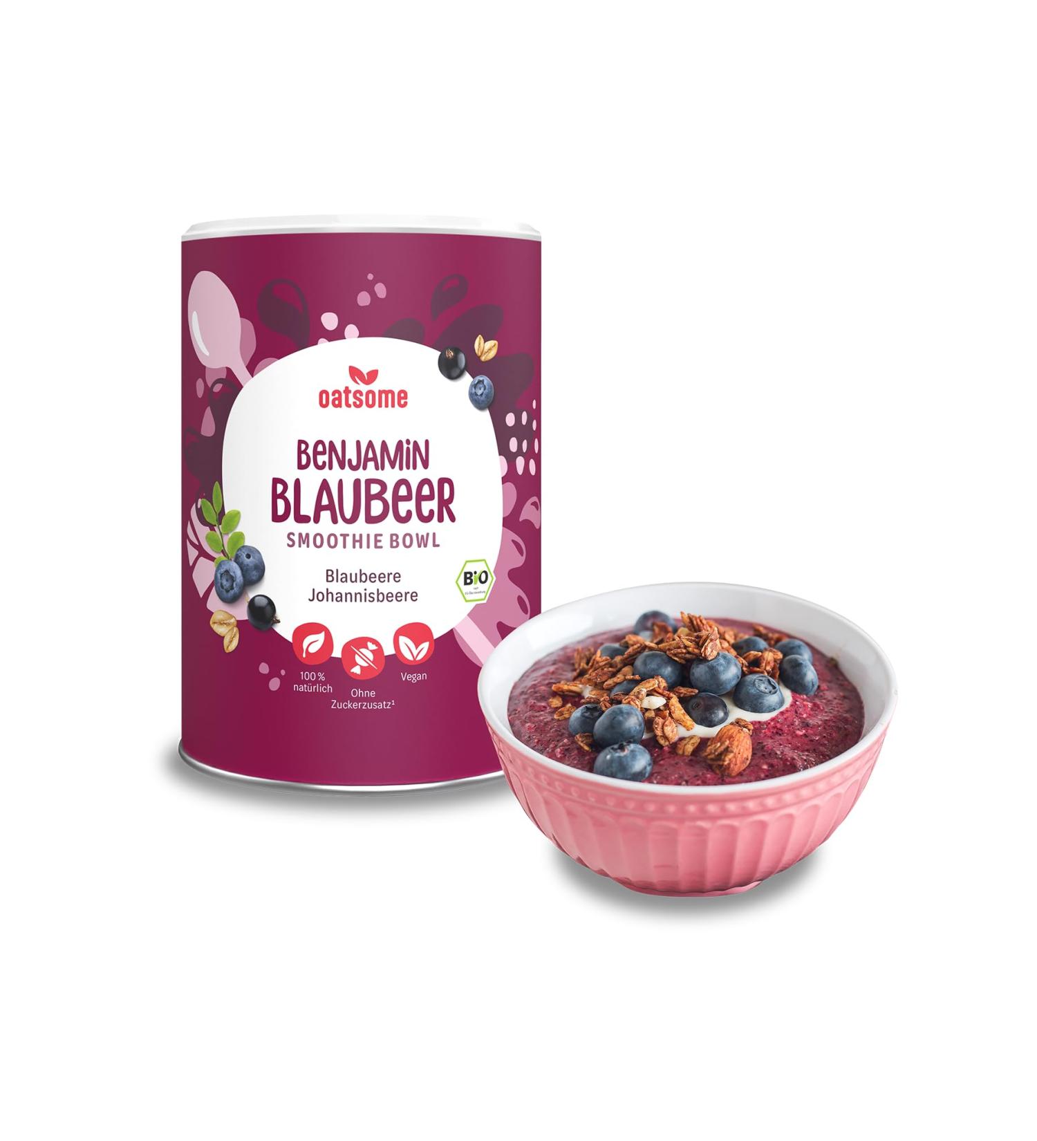 Oatsome Benjamin Blaubeber Smoothie Bowl | Organic Blueberry & Currant | Vegan 100% Natural No Added Sugar | Easy Breakfast | 400g - Buy Online on SooperMarket.com