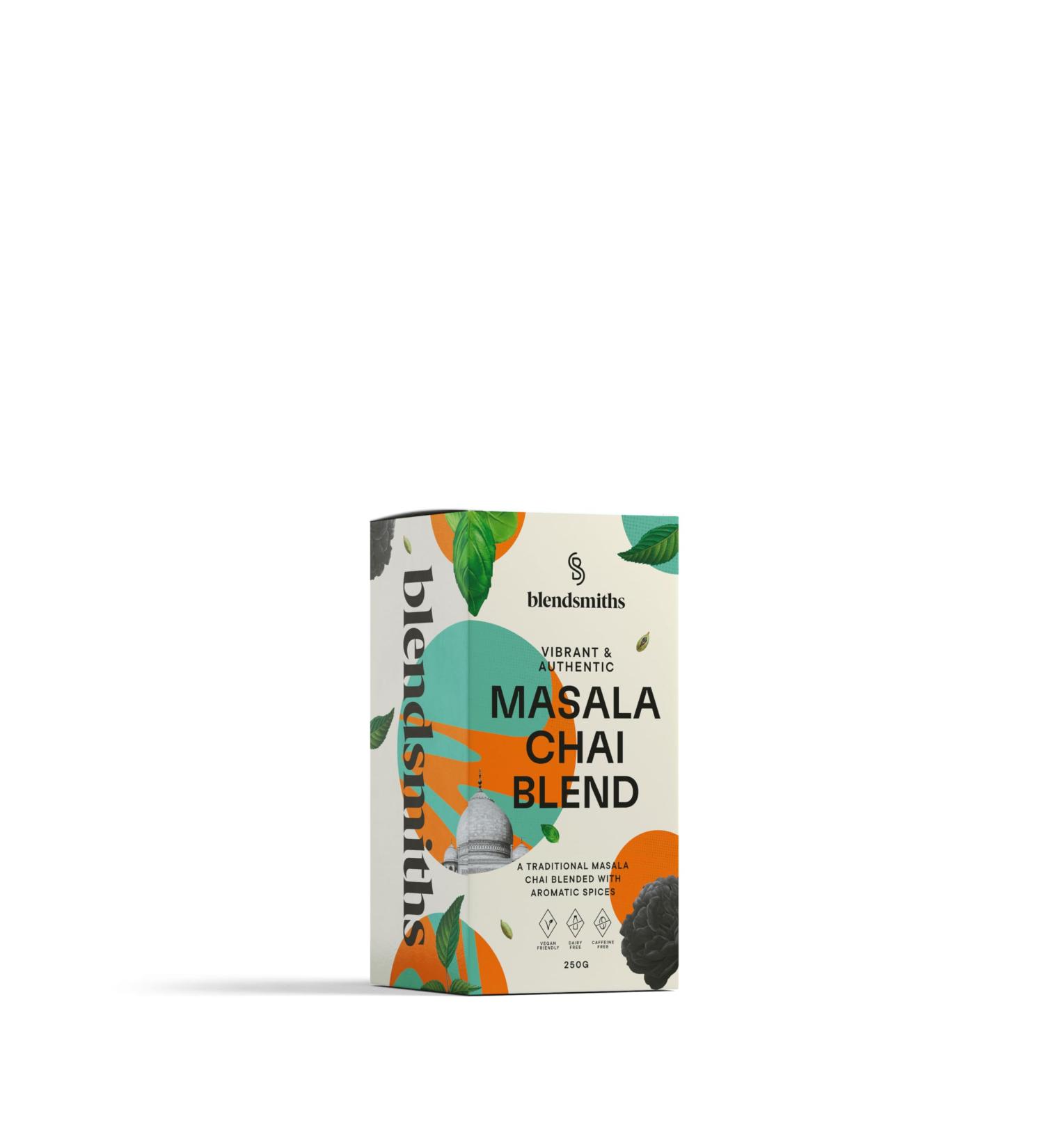 BLENDSMITHS | Masala Chai Blend | Spiced Indian Masala Chai Powder | Chai Latte Powder | 250g Box - 23 servings 250g Bag