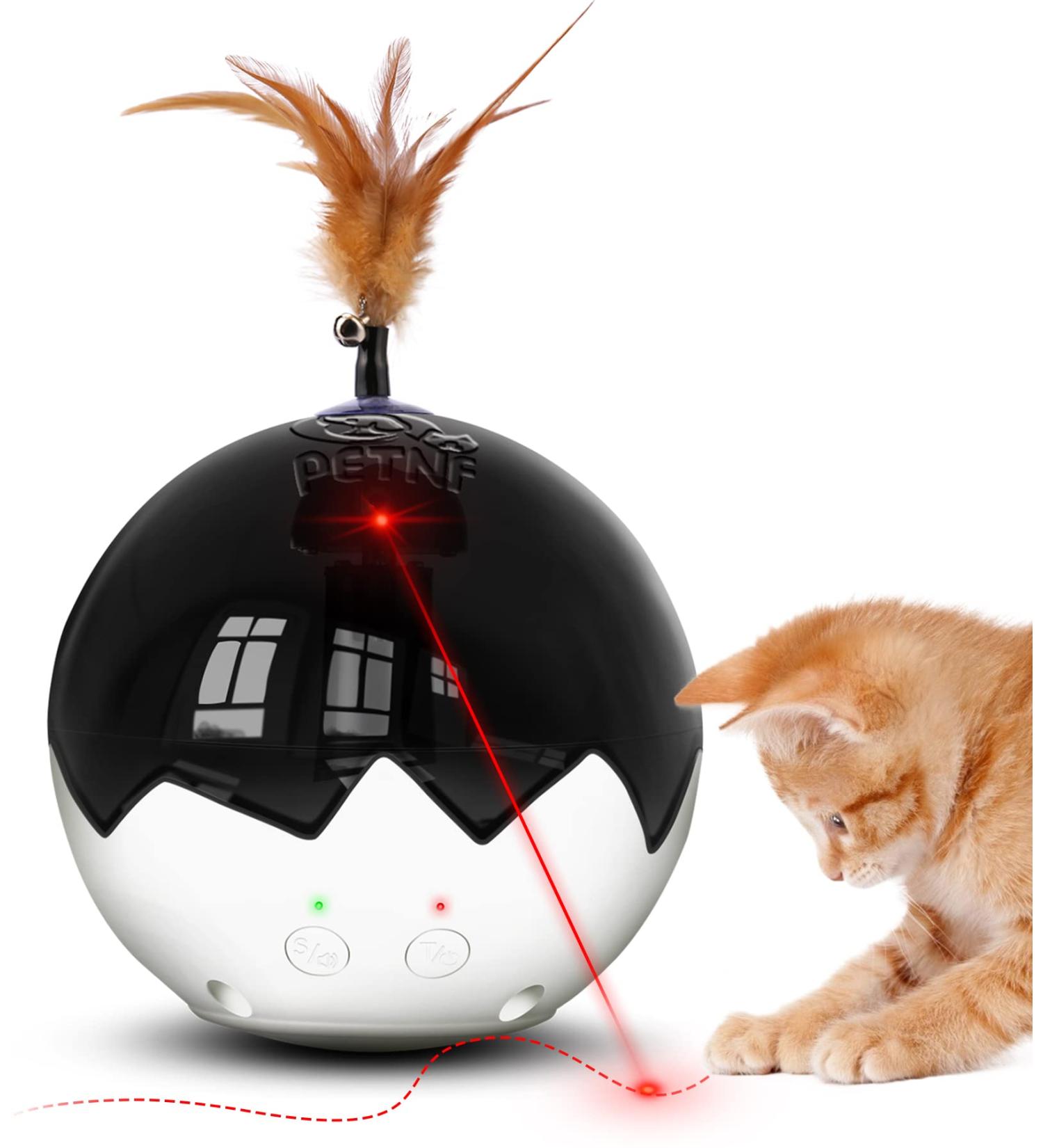 3-in-1 Cat Laser Toy with Interactive Tumbler Ball, Feather Toys, Real Mice Sound - 3 Speeds, 3 Timers - Rechargeable - Indoor Electronic Kitten Chaser Toy - 2021 Newest - Buy Online on SooperMarket.com