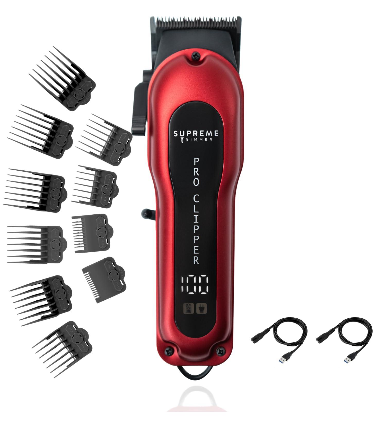 Hair Clipper by Supreme Trimmer - STC5030 Professional Clipper Set (300 Min Run Time) Cordless Beard Trimmer Red Pro Clipper Fade Blade Fade Clipper Gold red silver black - Buy Online on SooperMarket.com