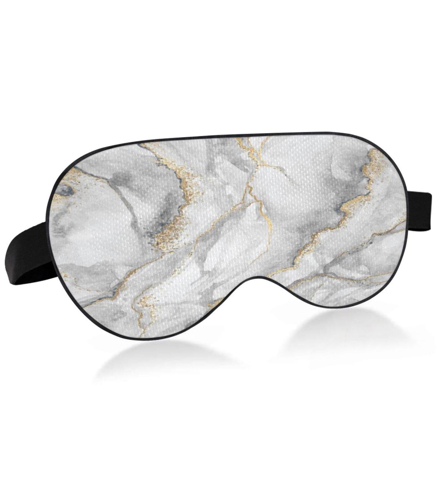 Adjustable Light Blocking Eye Mask for Deep Sleep and Travel - Grey Golden Marble - Buy Online on SooperMarket.com