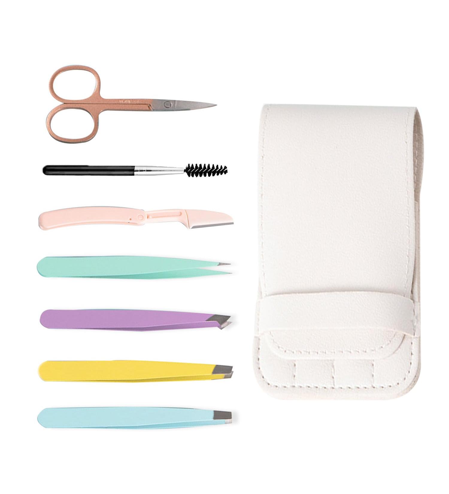 WUBAYI 7Pcs Stainless Steel Tweezers Kit for Facial Hair Removal - Professional Eyebrow Tweezers Set for Men & Women - Buy Online on SooperMarket.com