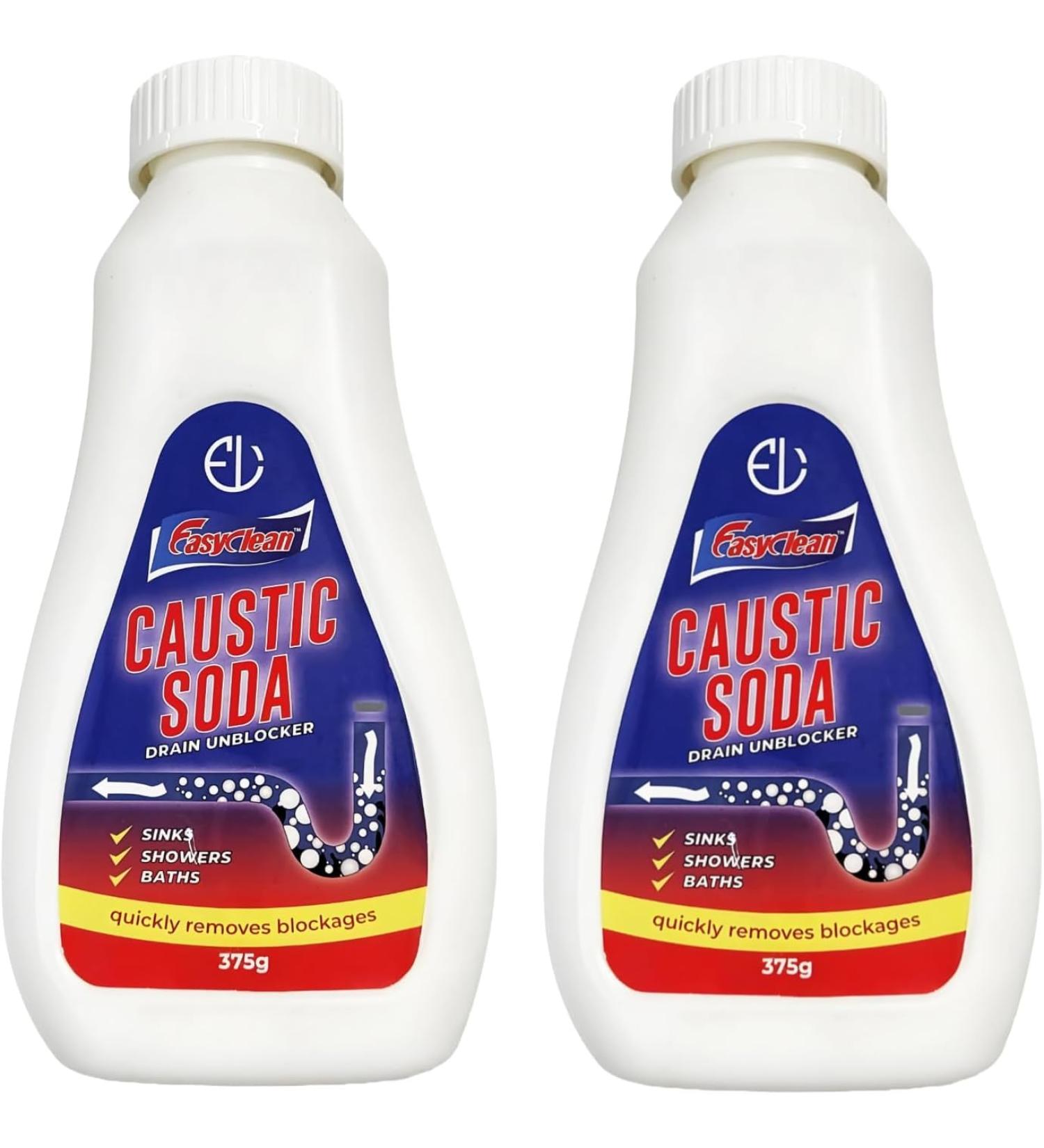 Industrial-Strength Fast-Action Caustic Drain Cleaner (750g) - Dual Pack of 375g Bottles for Tough Clogs and Backlogs