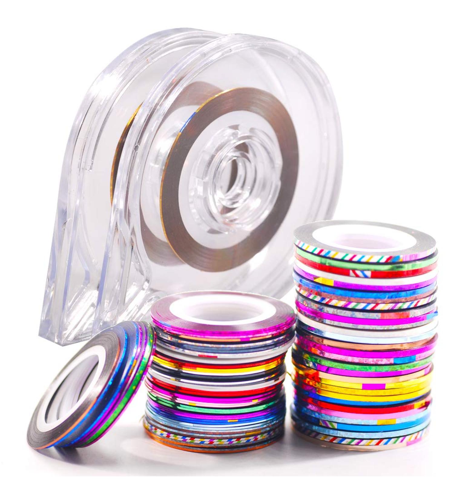 Hisenlee 90 Pcs Nail Art Striping Tape Lines in Mix Colors - 1MM and 2MM - Includes 2 Nail Tape Dispensers for Nail Art Decoration - Buy Online on SooperMarket.com
