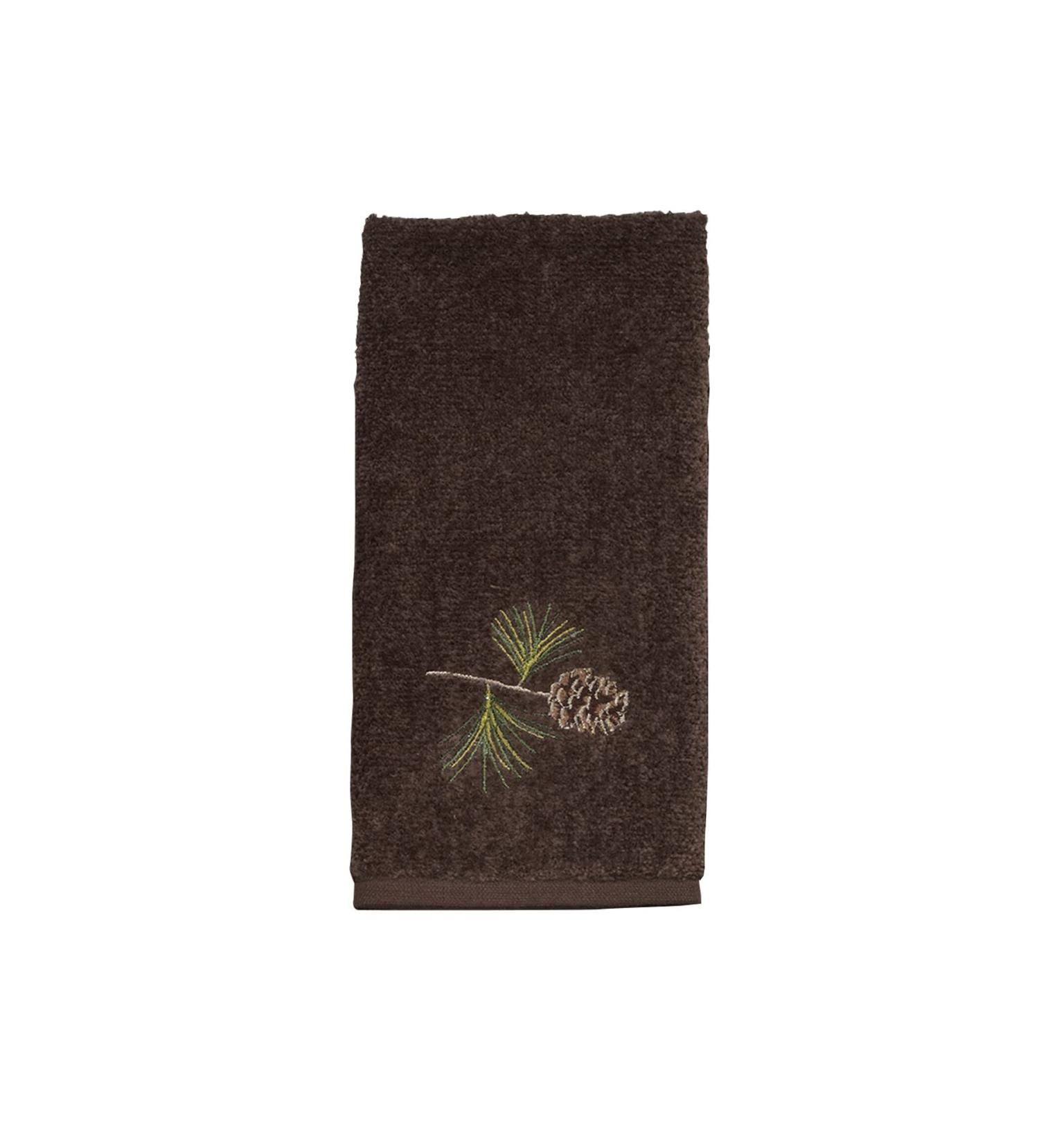 Avanti Linens - Fingertip Towel, Soft & Absorbent Cotton, Nature Inspired Bathroom Accessories (Pine Branch Collection) Mocha Fingertip Towel