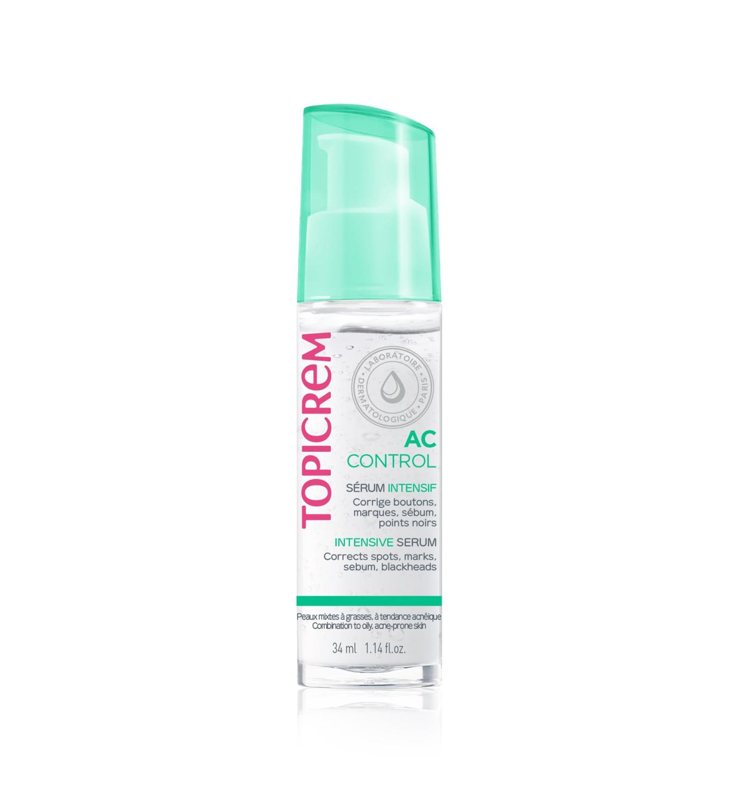 Topicrem - AC Control Intensive Serum - Anti-Blemish Sebum Regulator and Residual Marks - Sensitive Skin Combination to Oily Skin - Acne Tendency - Teens & Adults - 32 ml - Buy Online on SooperMarket.com