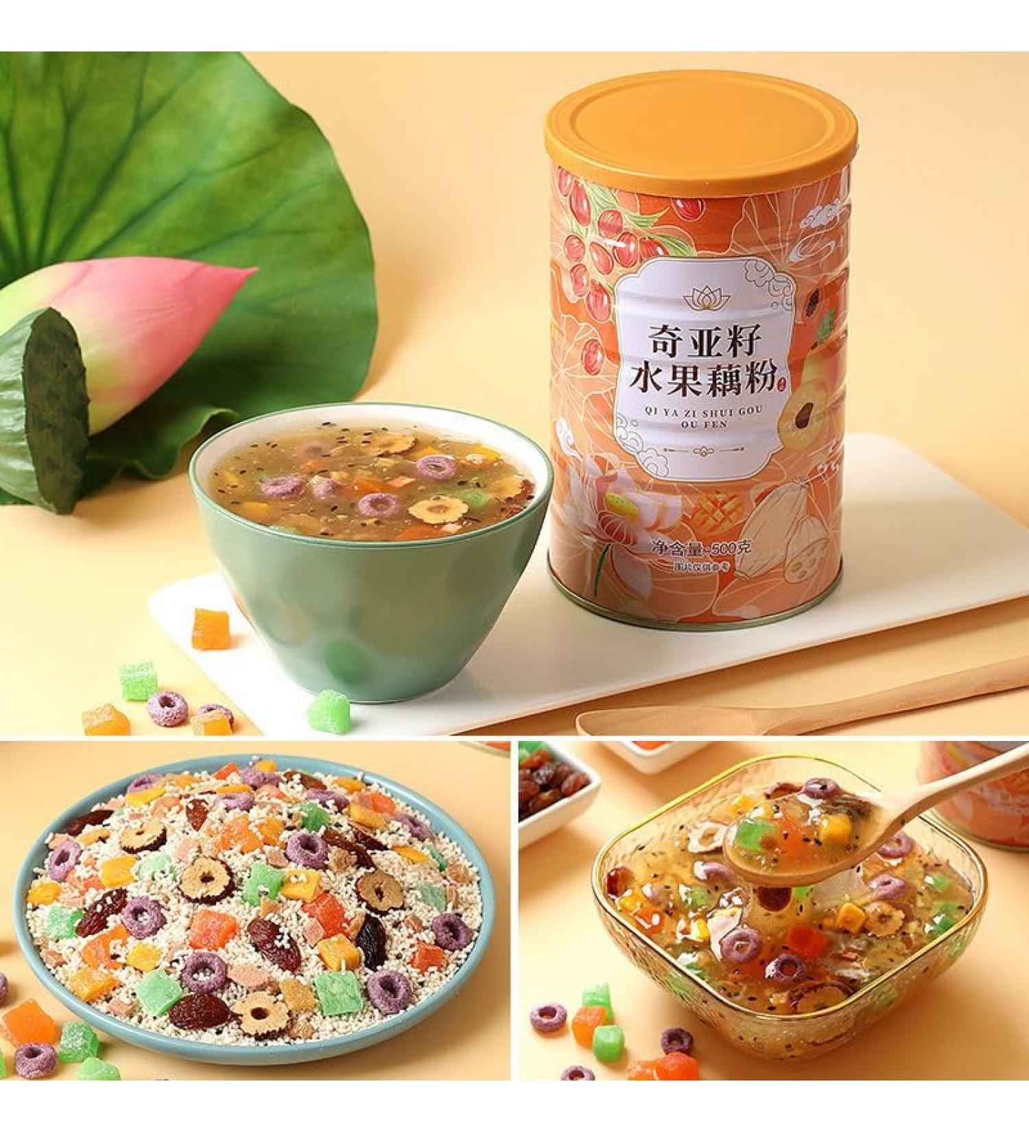 Osmanthus nut lotus root powder soup instant brewed and ready to eat red jujube nut soup rose flavored full belly snack fruit soup Nutritional breakfast gift (Rose lotus root powder 2 can) - Buy Online on SooperMarket.com