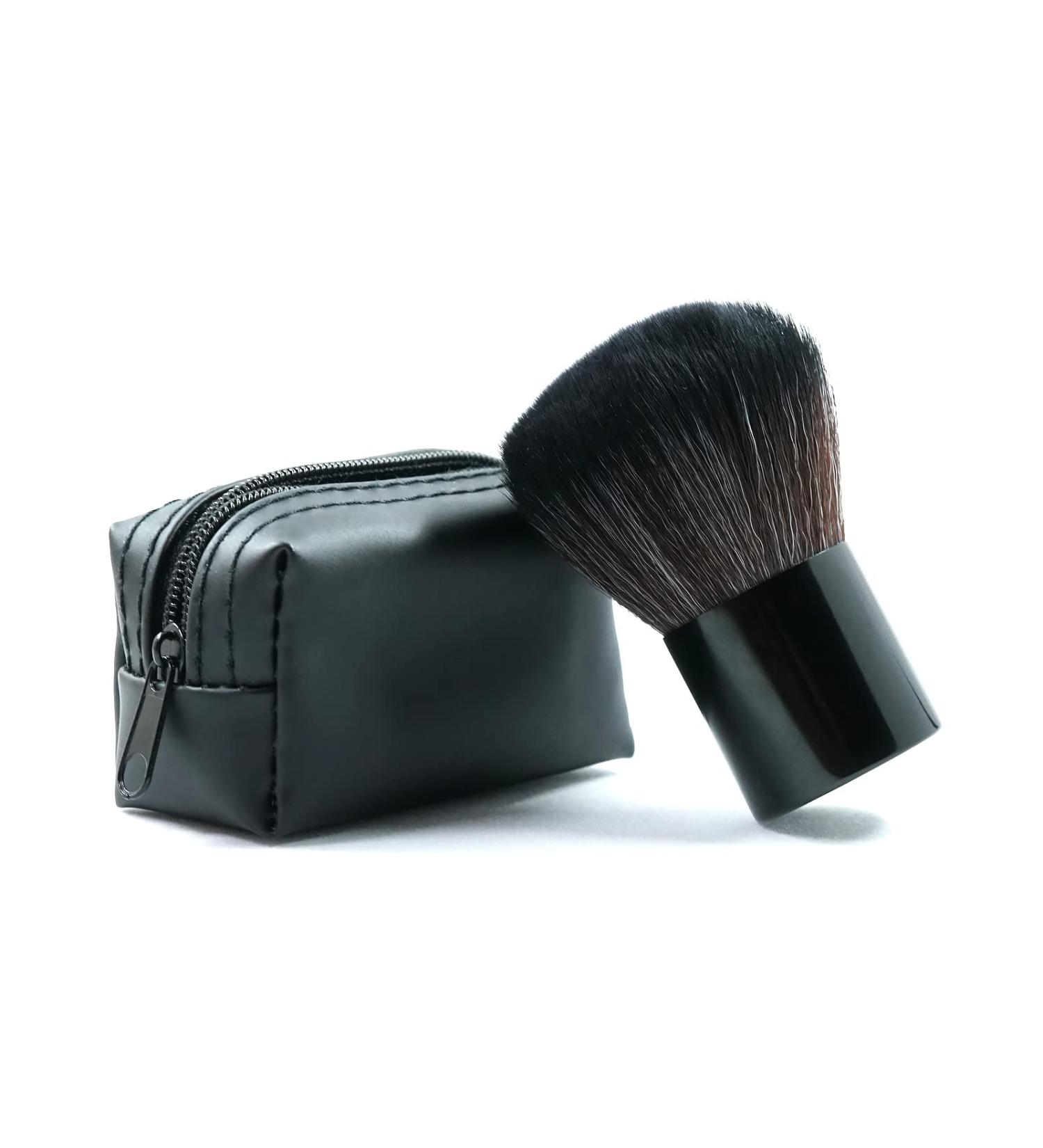 Portable Mini Shaving Brush with PU Pouch - Travel-Friendly Brush for Fast Lathering - Durable Synthetic Fibers - Anti-Rust Handle - Handy Carry Pouch - Buy Online on SooperMarket.com