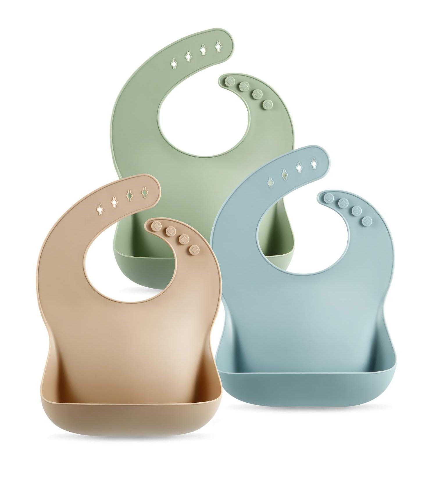 Buy Pandaear 3-Piece Silicone Bibs | BPA-Free Washable & Waterproof Baby Feeding Bibs with Bowl - Perfect for Boys & Girls - Buy Online on SooperMarket.com