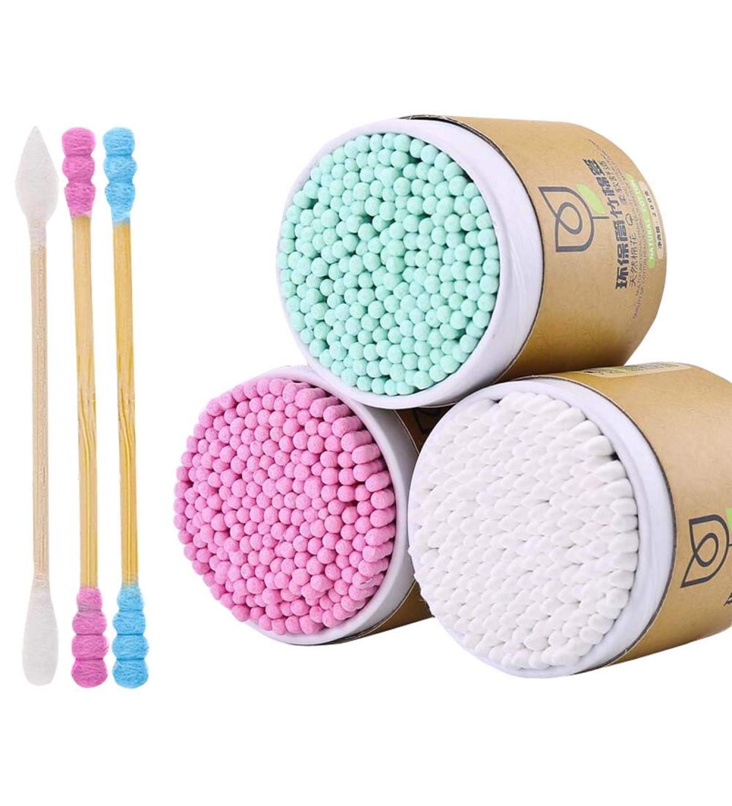 600 Counts Cotton Swabs Natural Double Tipped Organic Cruelty Free Ear Buds D01