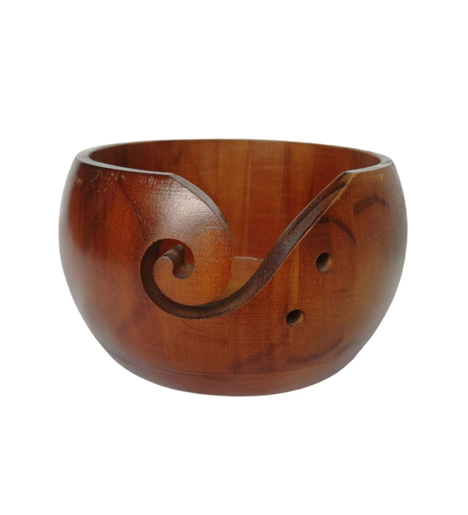 Beiyoule Handmade Bamboo Yarn Bowl - Knitting Wool Holder for Crochet and Embroidery - Wine Red - Buy Online on SooperMarket.com