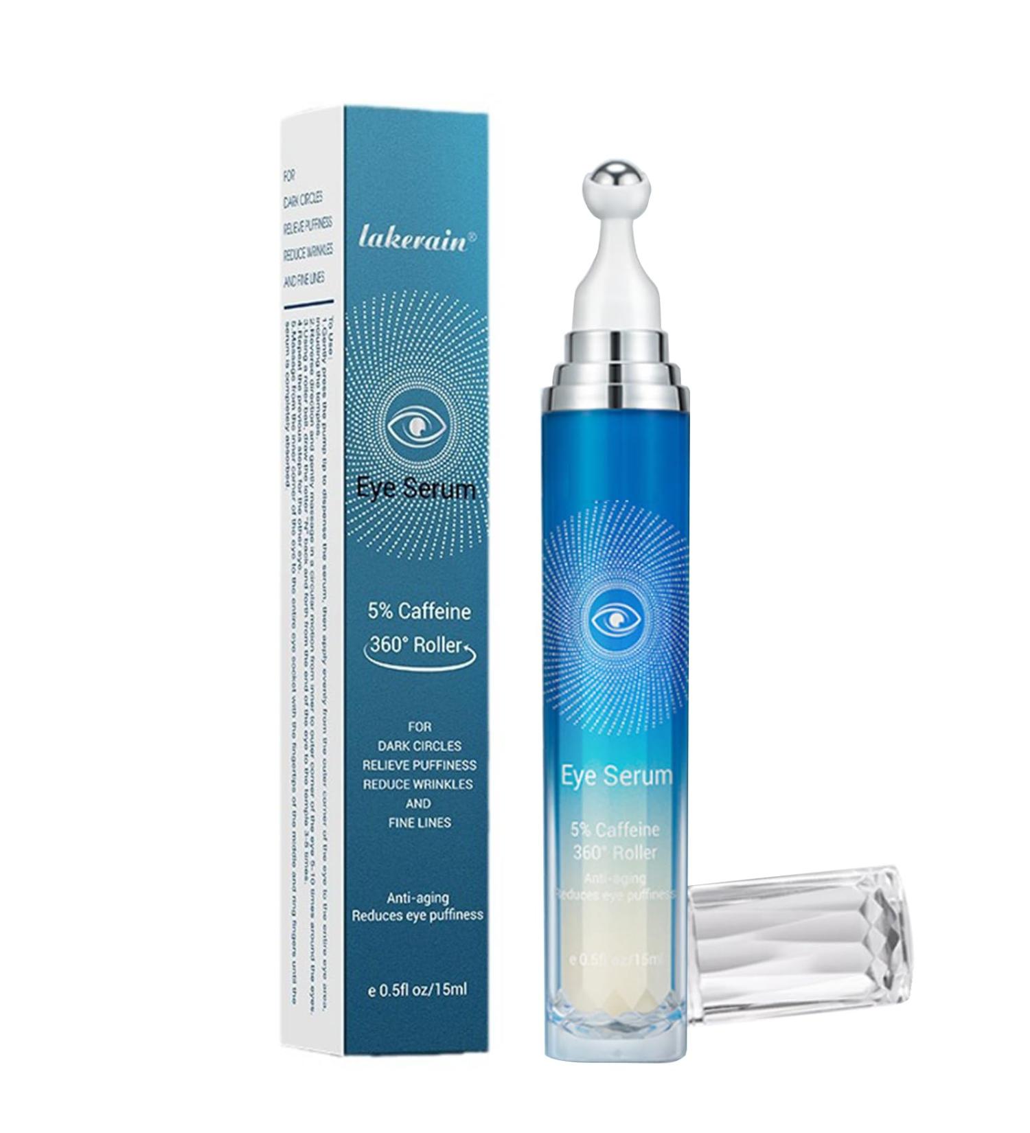 Under Eye Cream with 5% Caffeine & Retinol - Dark Circle Treatment Anti-Aging Serum with 360 Massage Roller for Bags Wrinkles & Puffiness - Buy Online on SooperMarket.com