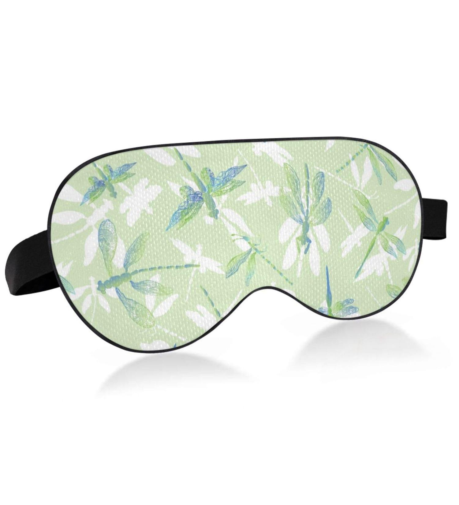 Haskirky Light Blocking Eye Mask | Adjustable Breathable Adult Men and Women | Ideal for Travel, Yoga, Meditation - Dragonflies Design - Buy Online on SooperMarket.com