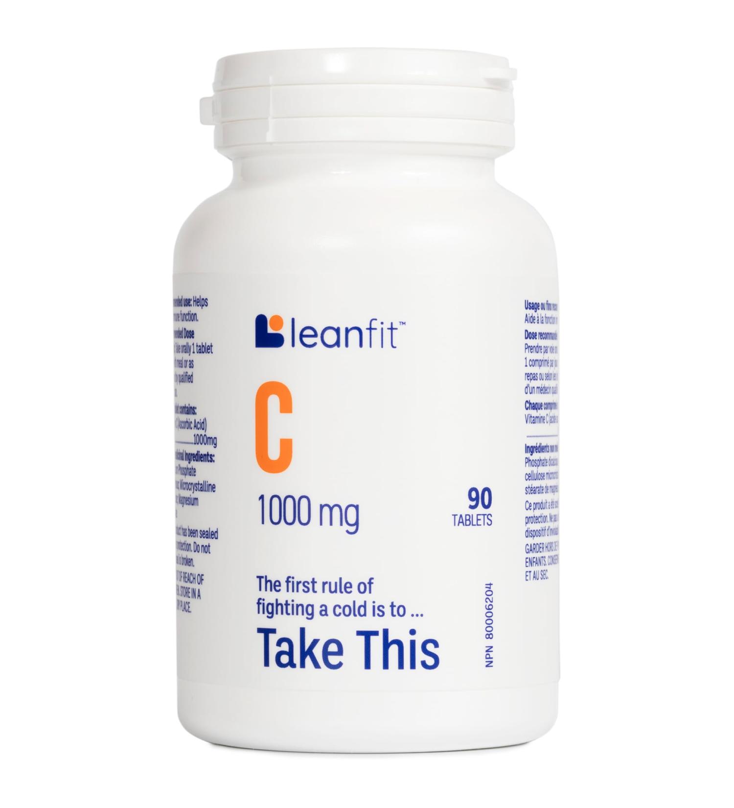 LEANFIT Vitamin C 1000mg 90 Tablets - To Fight a Cold Take This - Supports Immune Health & Provides Antioxidant Protection - Vegan Sugar-Free Non-GMO Gluten-Free - Buy Online on SooperMarket.com