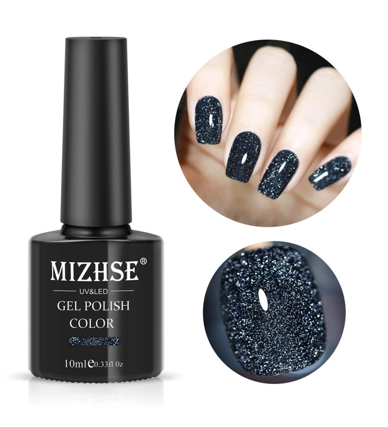 MIZHSE Diamond Gel Nail Polish Set - Reflective Glitter BD-005 Dark Blue - Soak Off LED Lamp Manicure Kit for Beginners at Home - Buy Online on SooperMarket.com