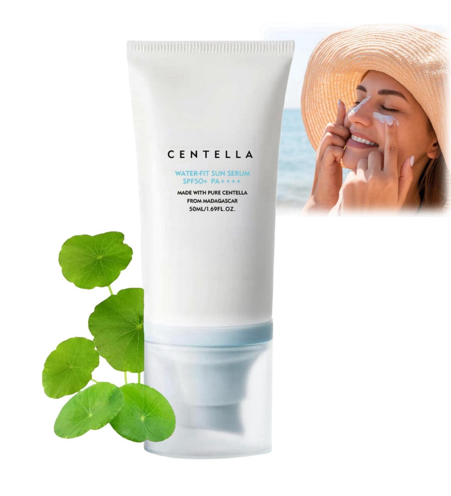 Centella Sunscreen SPF 50 PA++++ Calming Moisture Daily Sunscreen SPF 50 Centella Water-Fit Sun Serum Korean Sunscreen with No White Cast Sunscreen Korean Skincare for UV Defense Non-Greasy Sun Cream - Buy Online on SooperMarket.com