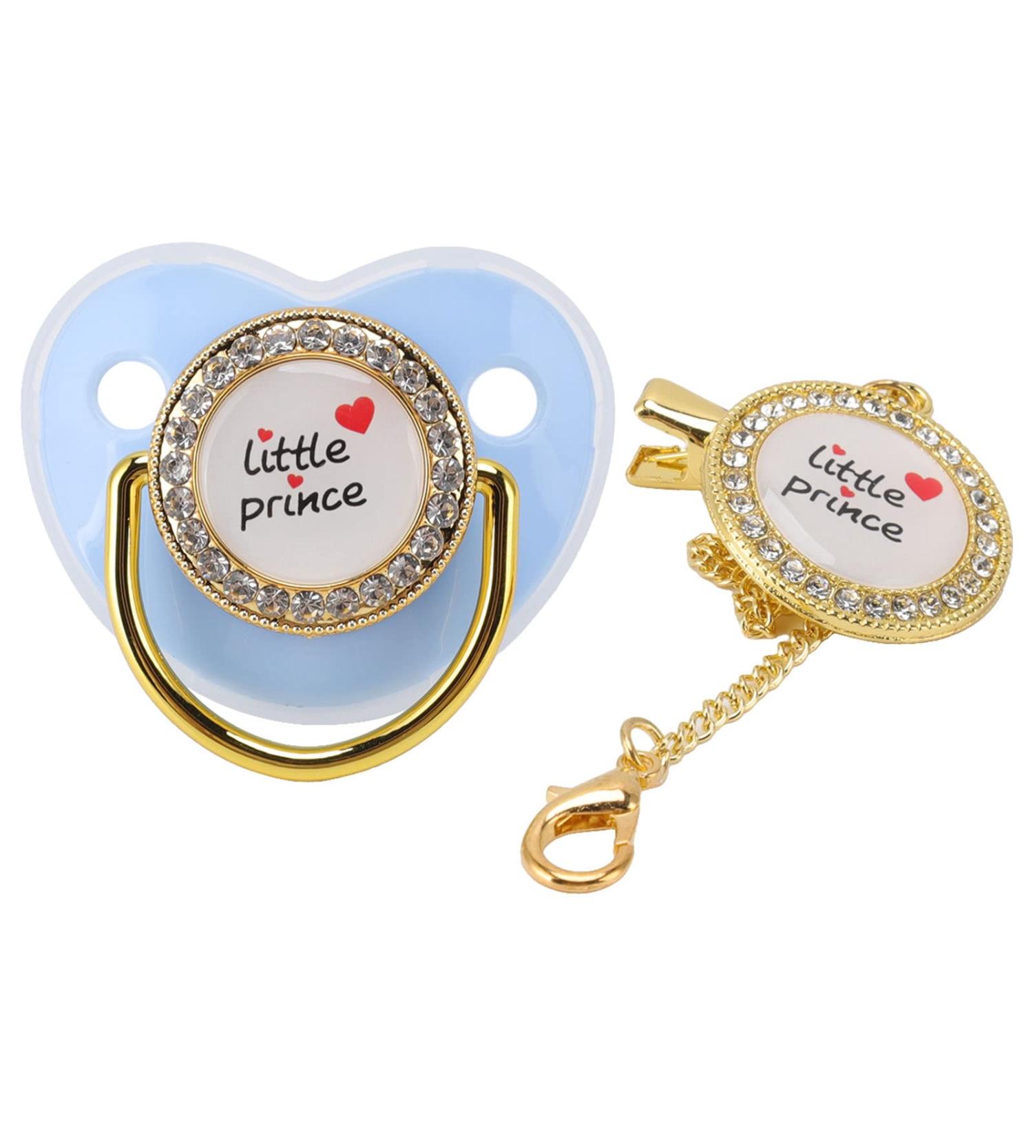 Golden Ultra-Light Silicone Baby Pacifier 0-6 Months | Plplaaoo Rhinestone Dummy - Soft Bling for Newborns (Blue) - Buy Online on SooperMarket.com