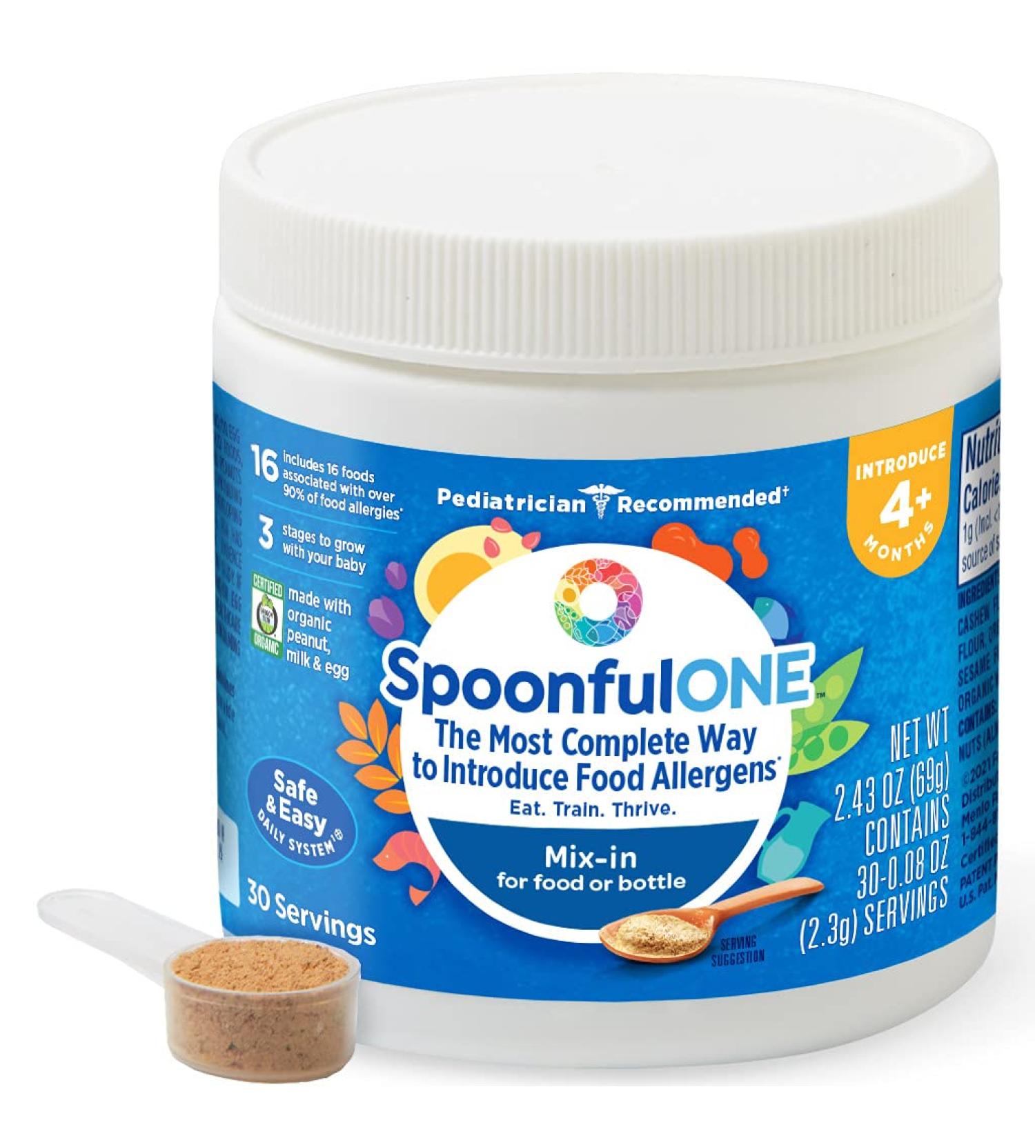 SpoonfulONE Food Allergen Introduction Mix-Ins for Babies 4+ Months | Certified Organic (30 Day Supply) - Buy Online on SooperMarket.com