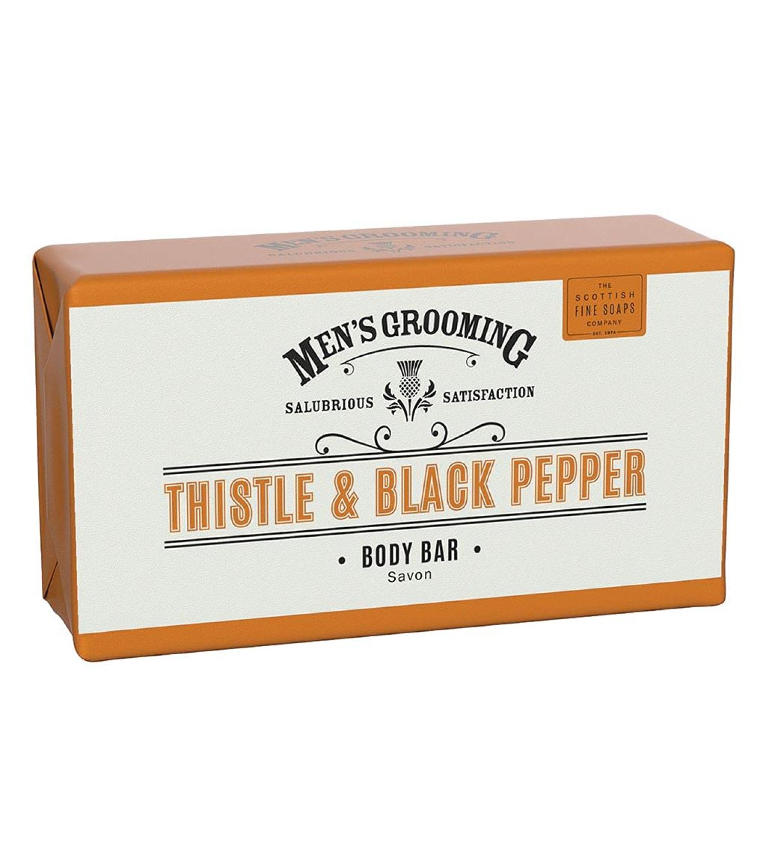Scottish Fine Soaps - Mens Groomimg - Thistle & Black Pepper Body Bar 220g - Buy Online on SooperMarket.com