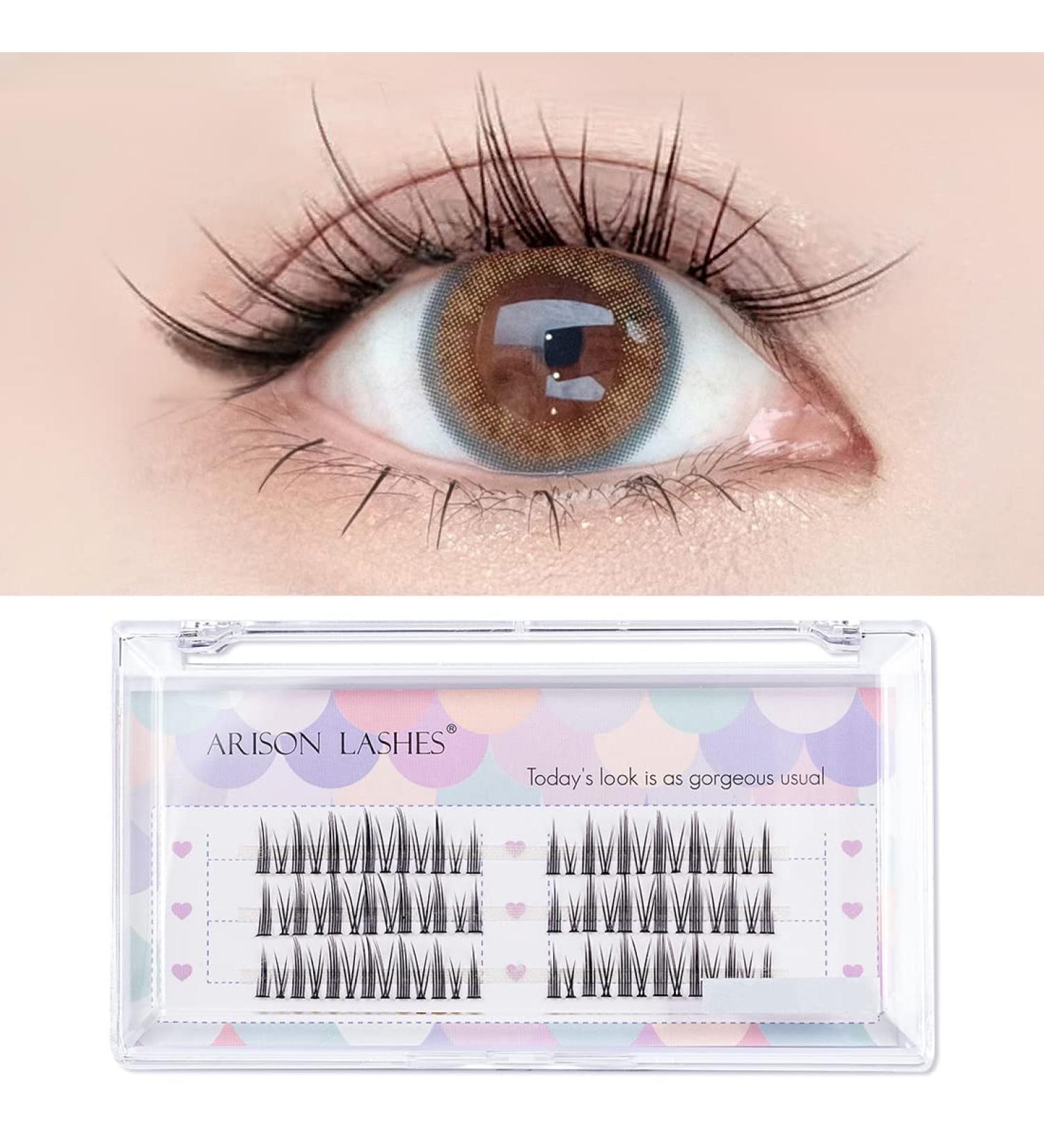 Arison Lashes Manga Cluster DIY Eyelash Extensions - Natural Look Wispy Anime Cosplay False Eyelashes with Bottom Lashes - Easy to Use for Beginners - 1 Pack - Buy Online on SooperMarket.com