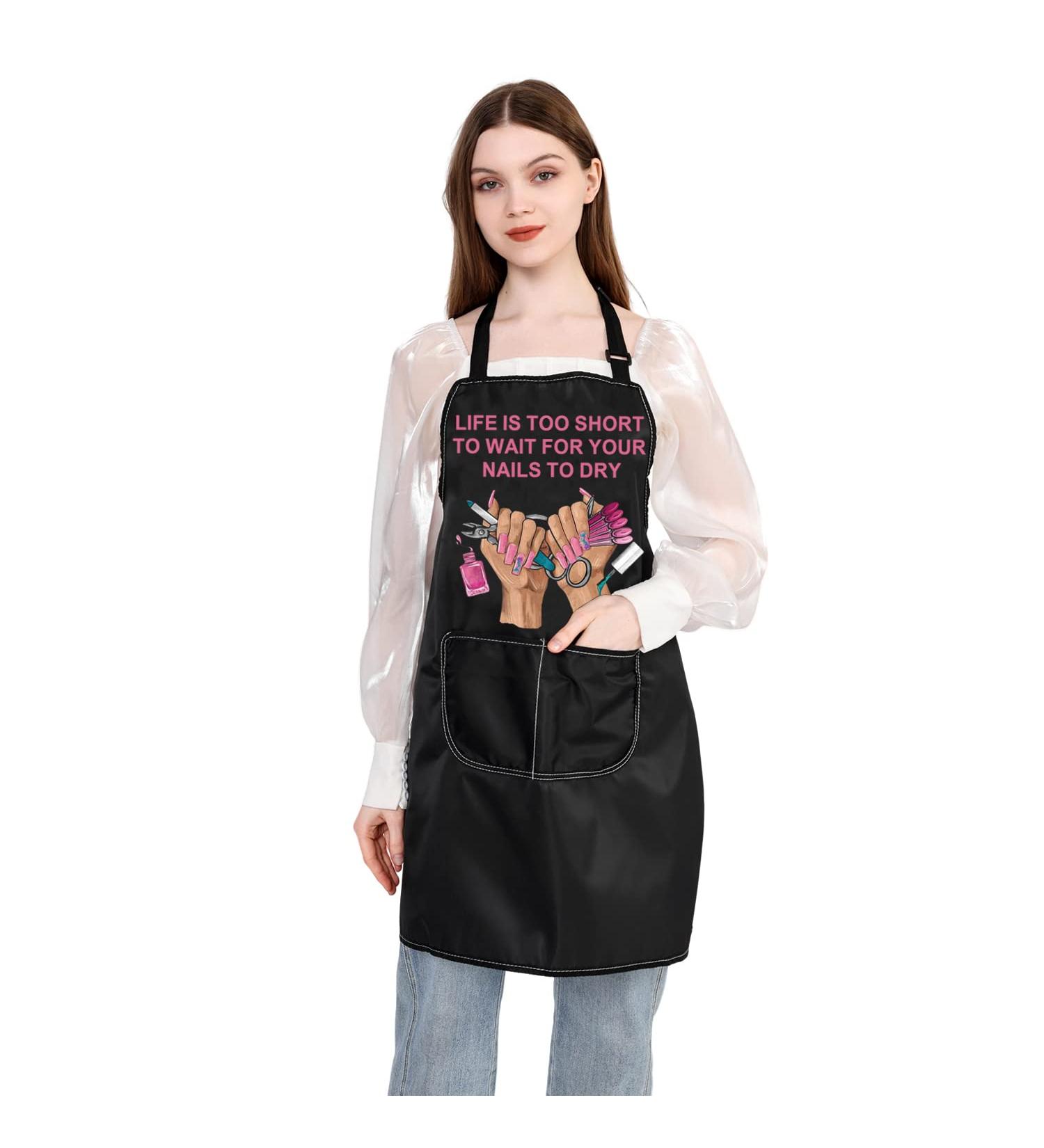 PLITI Nail Tech Apron For Women Life Is Too Short To Wait For Your Nails To Dry Nail Technician Gift Manicurist Gift Wait nails dry APU - Buy Online on SooperMarket.com