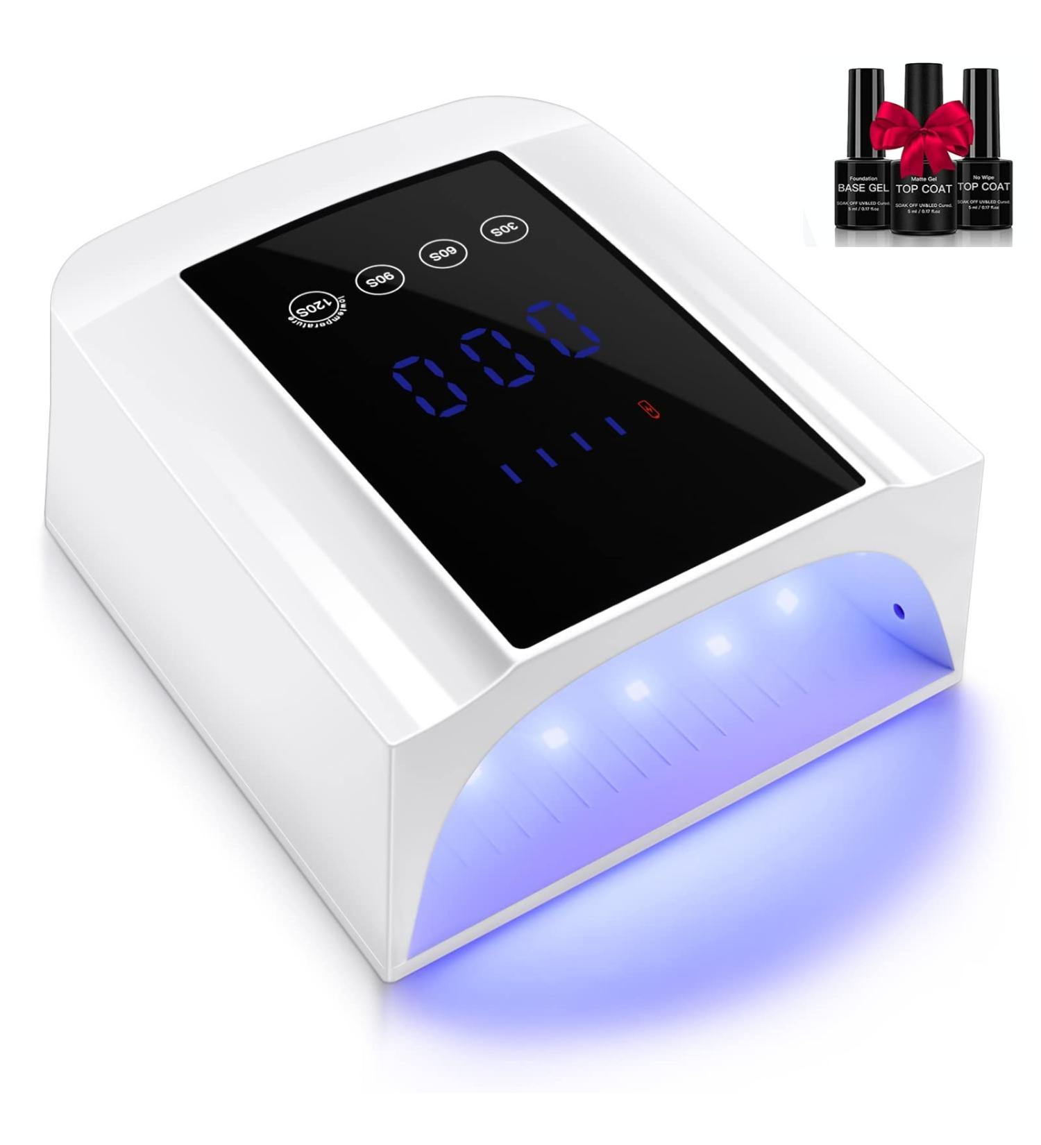 72W Rechargeable UV LED Nail Lamp | Professional Nail Dryer with 4 Timers and LCD Display - Buy Online on SooperMarket.com