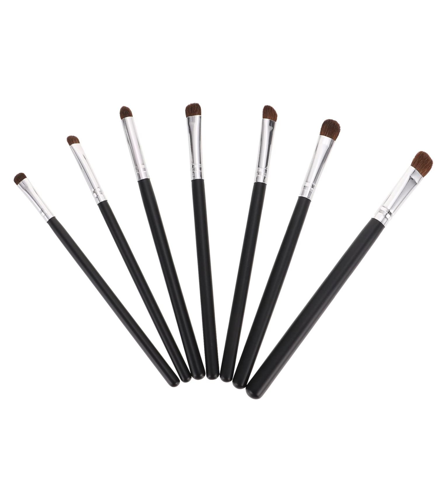 Healeved 7pcs Eyeshadow Daily Use Makeup Brush Horse Hair Concealer Brush Wood Black Lip Brush - Buy Online on SooperMarket.com