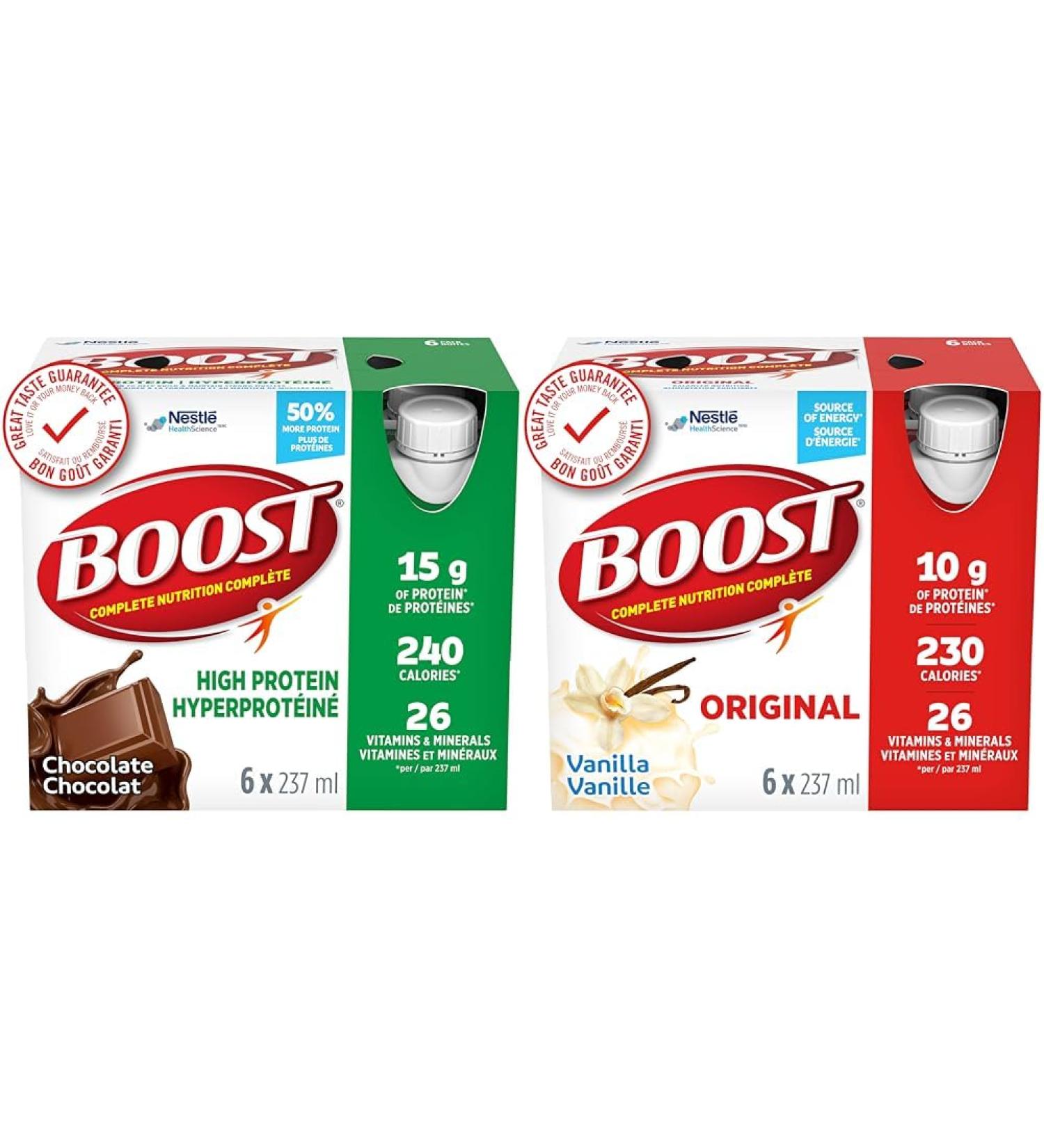 BOOST 15g Protein Meal Replacement Drink Chocolate 6x237ml Case Pack of 4 Packaging May Vary & Original Meal Replacement Drink Vanilla 6x237ml Case Pack of 4 Packaging May Vary Drink + MEAL_BEVERAGE - Buy Online on SooperMarket.com