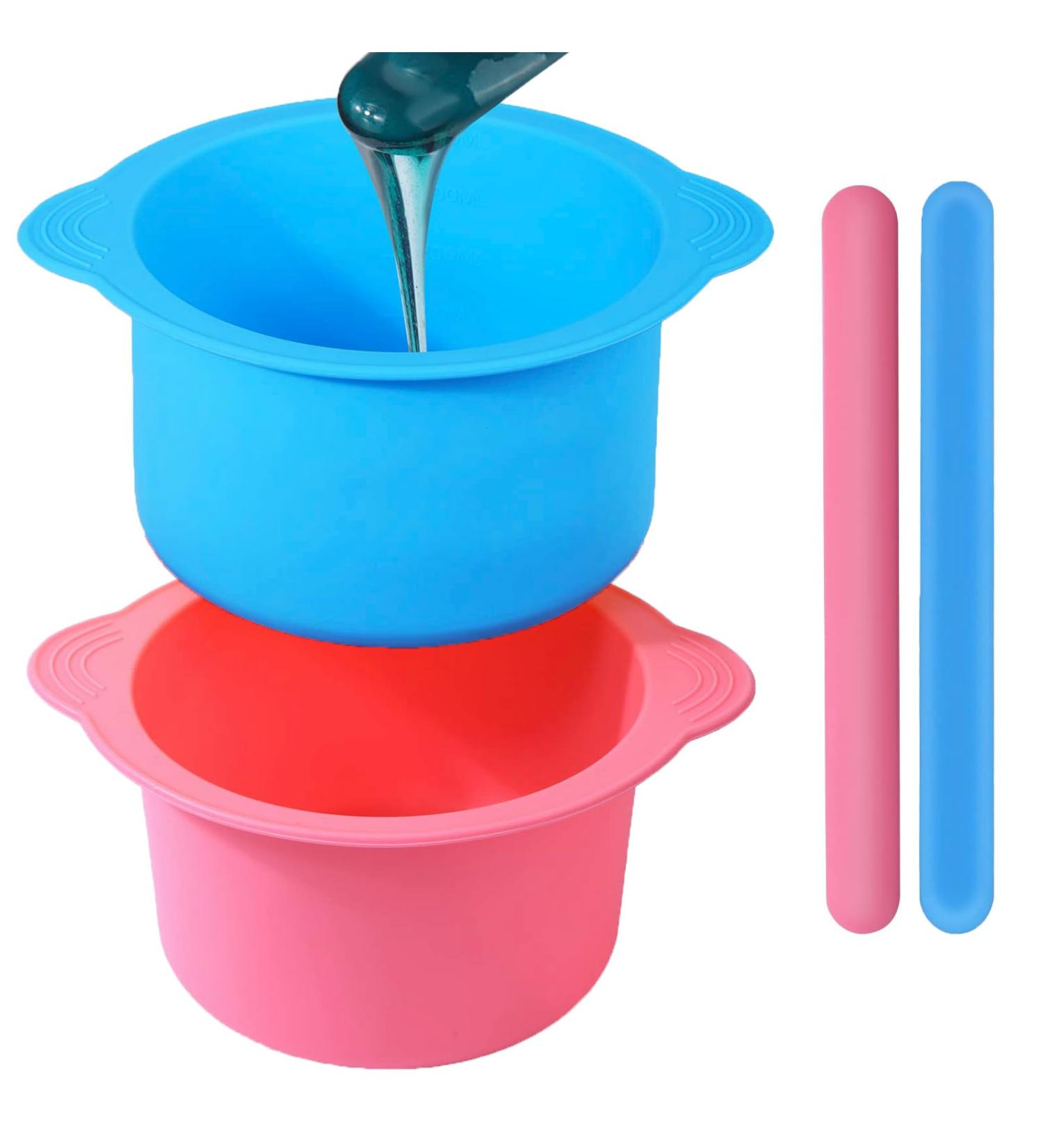 Silicone Wax Pot Insert Kit | Reuseable Liner & Spatulas | Hair Removal for Face & Underarms | Pink Blue - Buy Online on SooperMarket.com