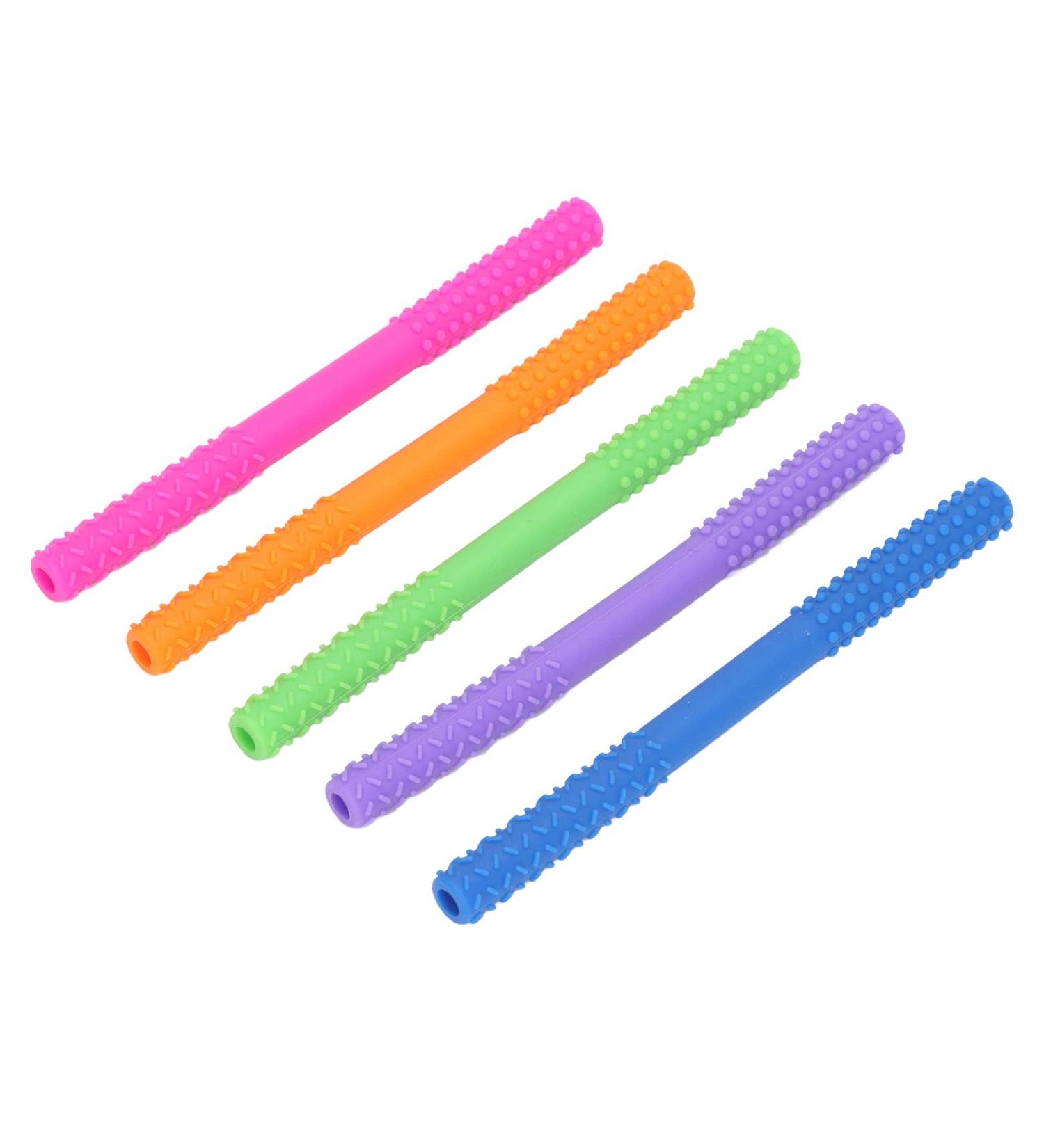 Soft Hollow Silicone Baby Teething Sticks 5Pcs for ADHD - Style 1 - Buy Online on SooperMarket.com