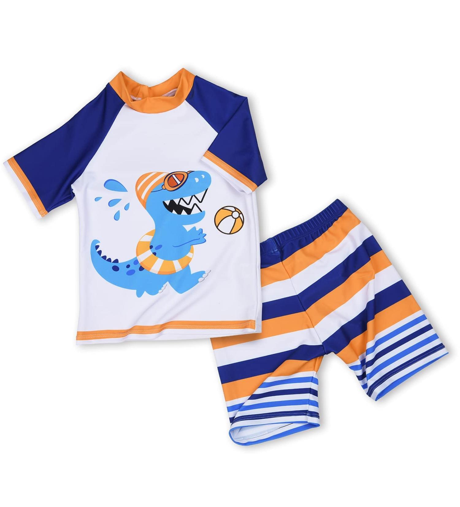 Buy AMZTM Baby Boys UV Protection Dinosaur Swim Set | White Swim Shorts & Swimwear for Kids - International Shipping Available - Buy Online on SooperMarket.com
